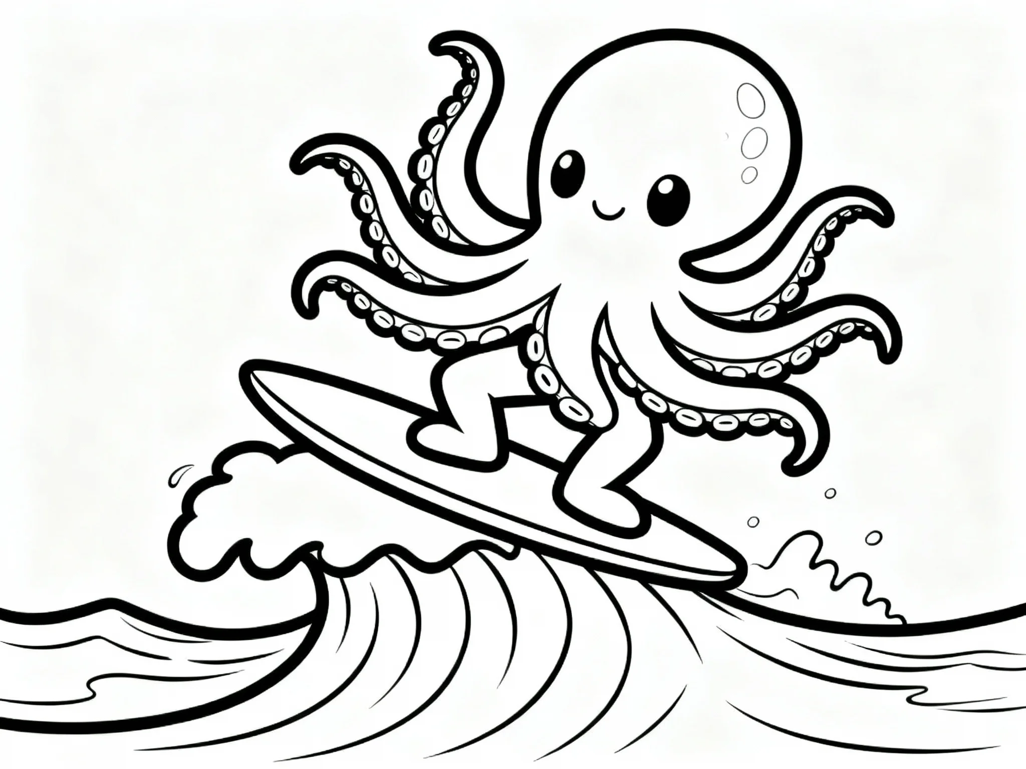 Octopus Riding a Wave