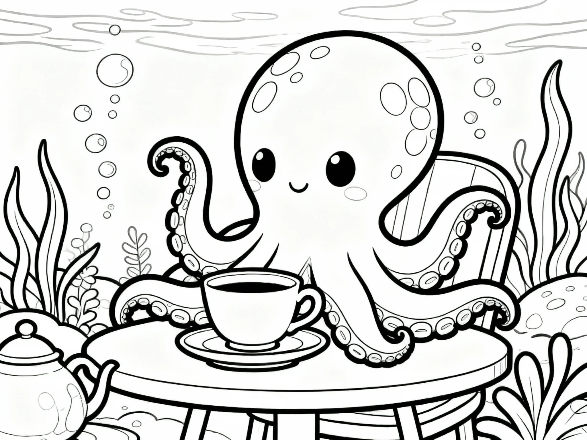 Octopus Having a Tea Party