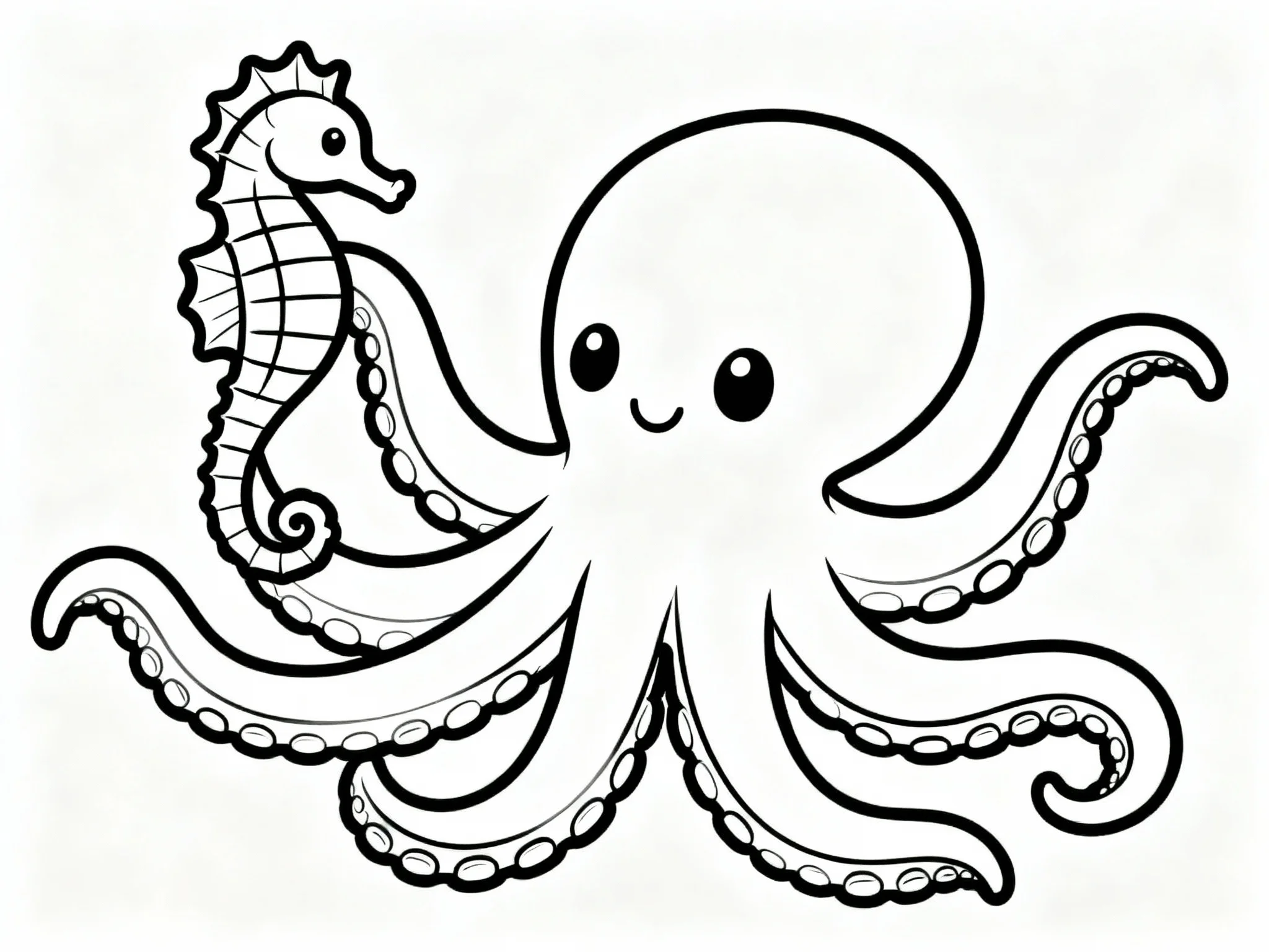 Octopus with Seahorse Friend