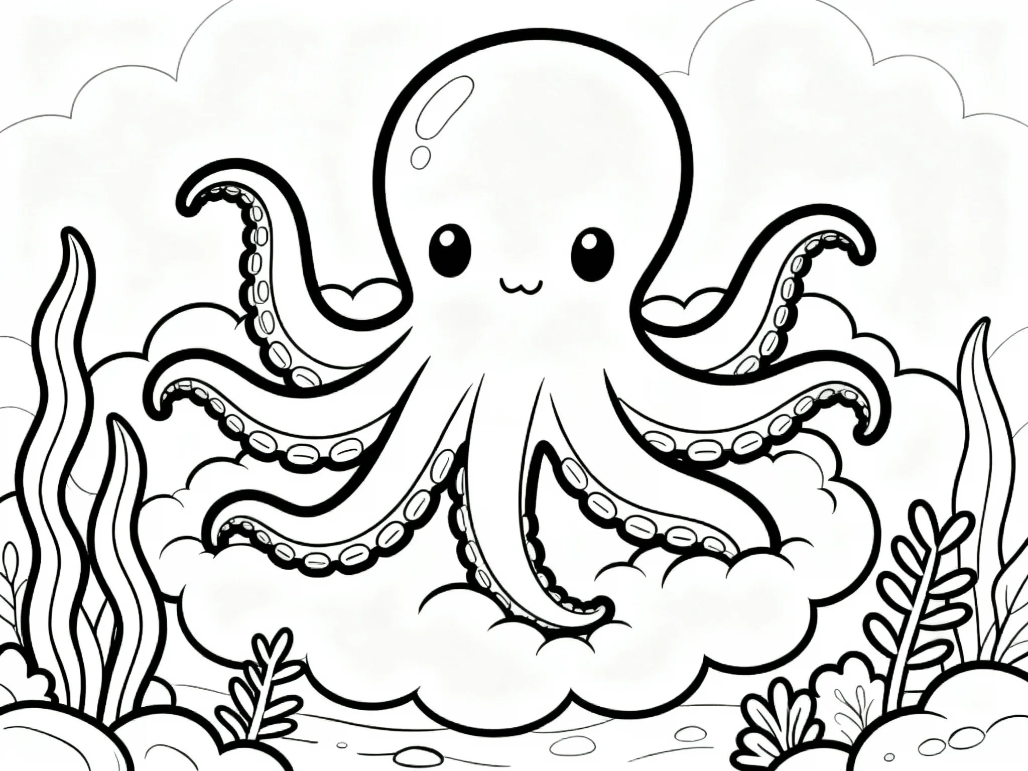 Octopus with Cloud Shapes