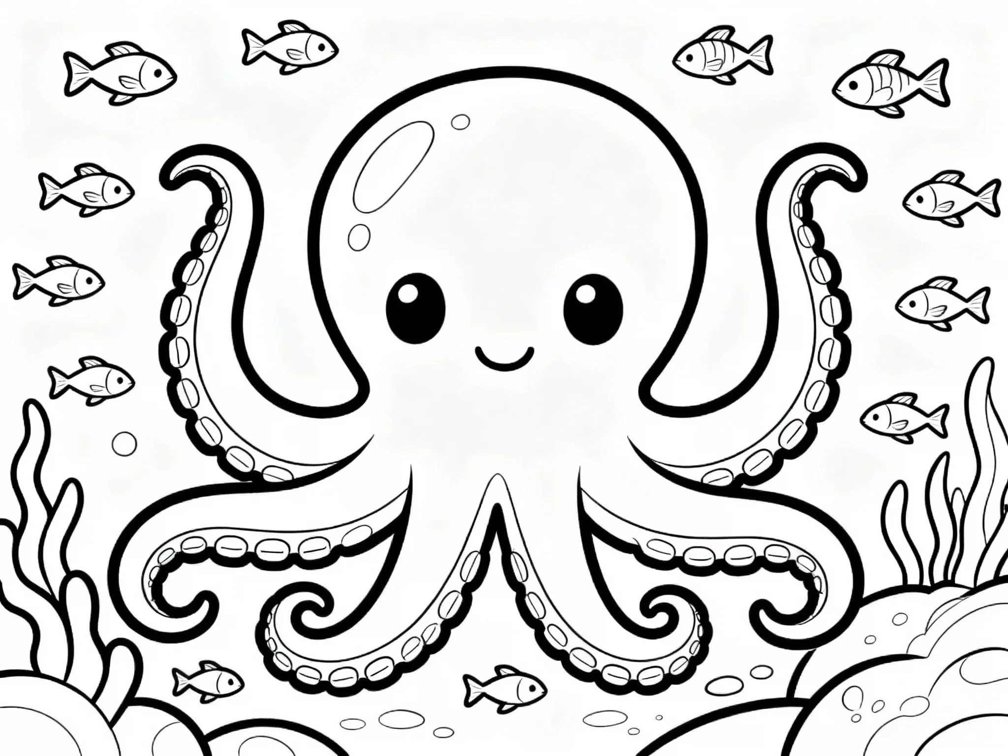 Octopus Playing with Fish