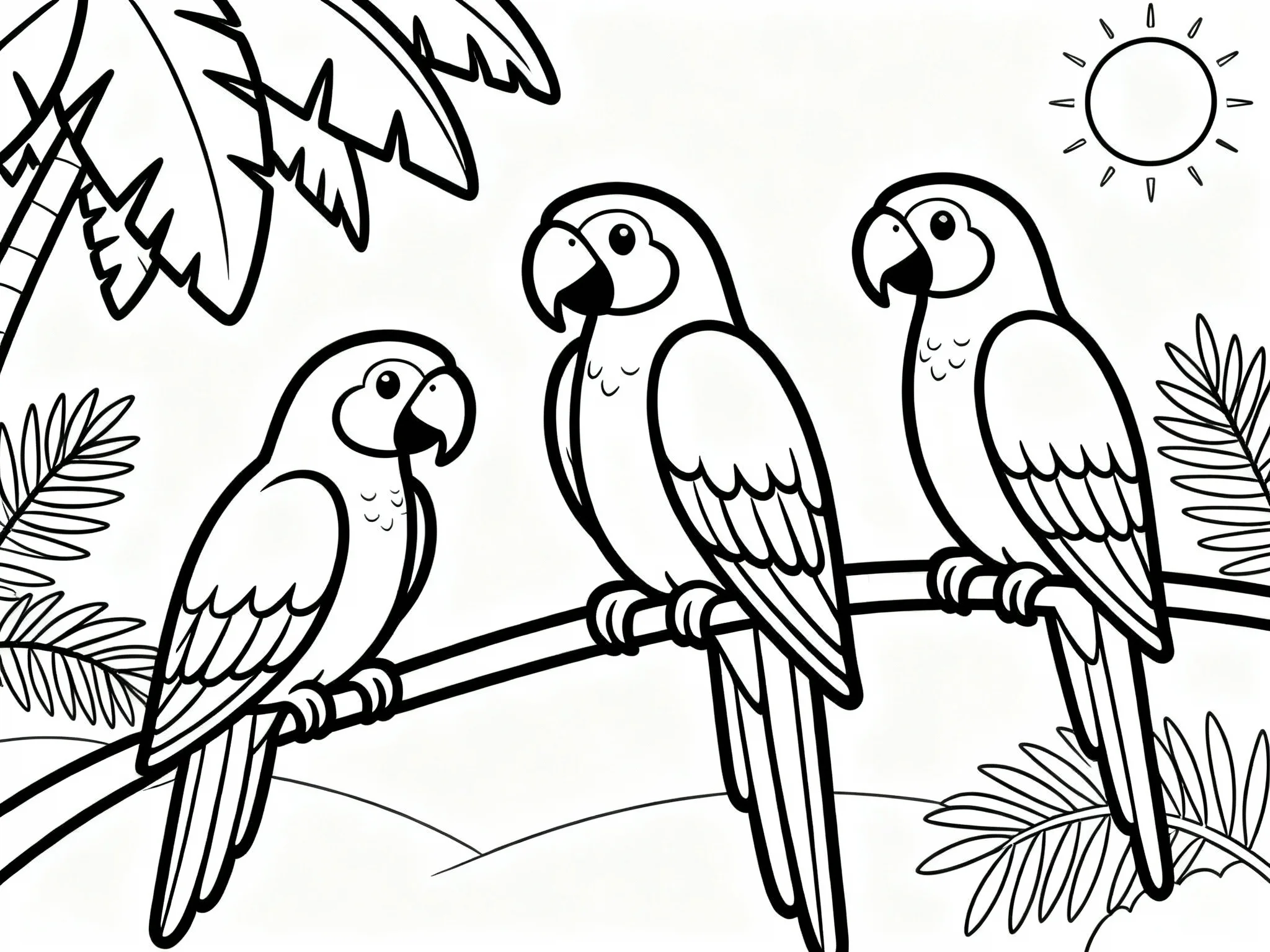Tropical Parrots Scene