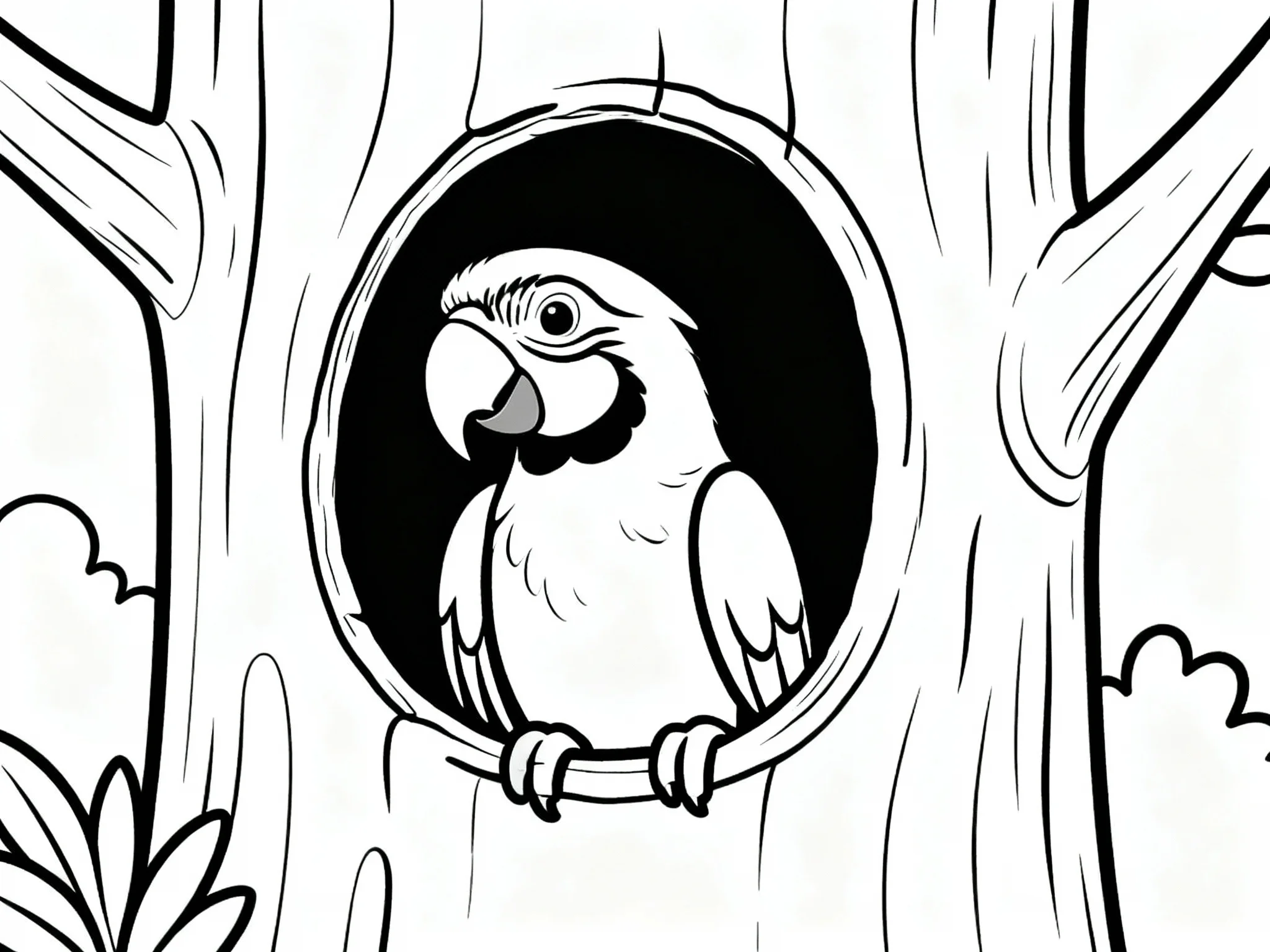 Parrot in a Tree Hollow