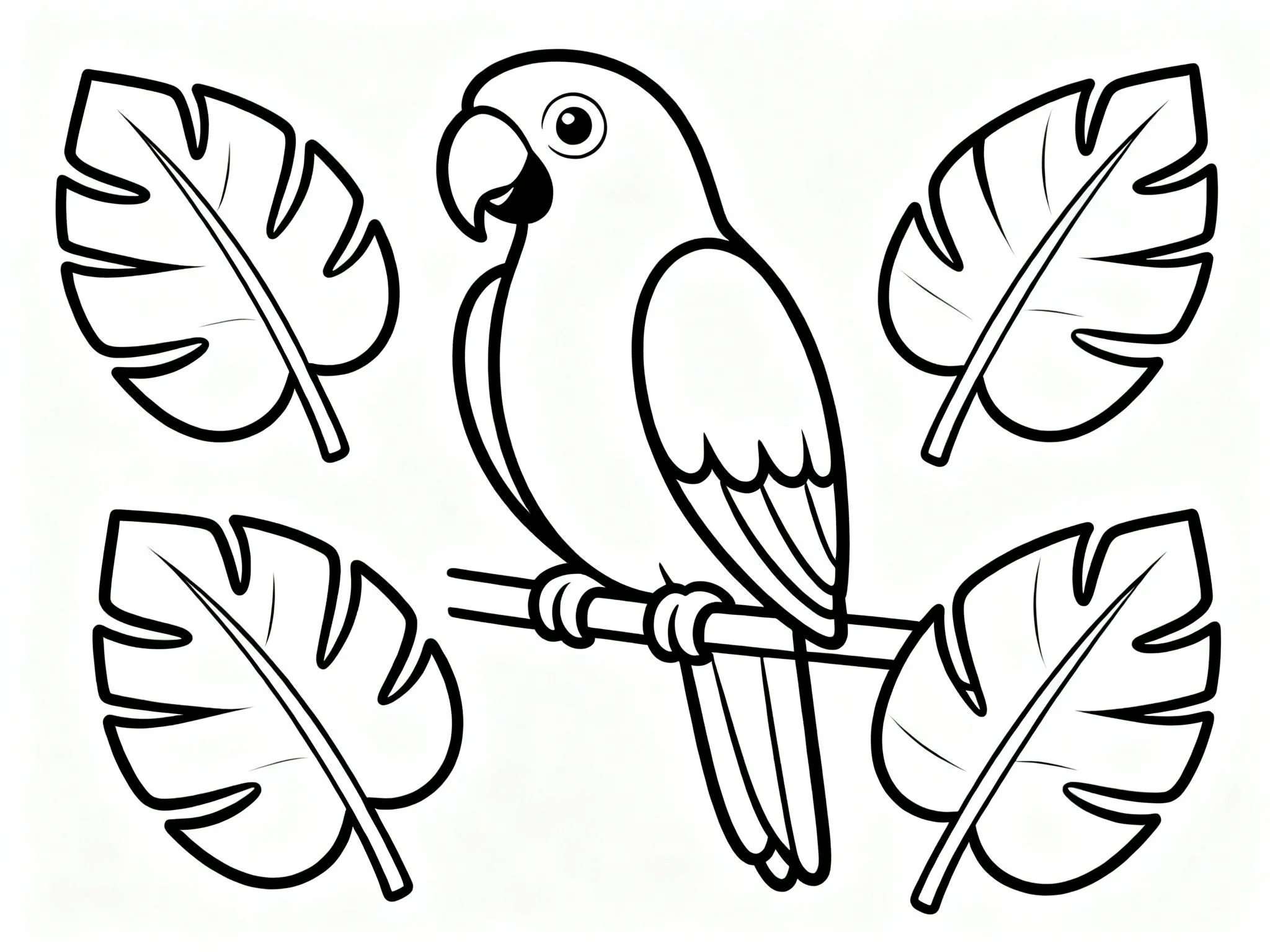 Parrot with Simple Leaves