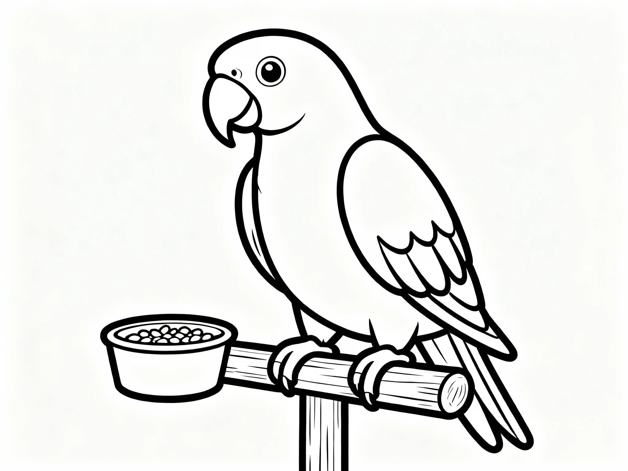 Parrot on a Perch with Food