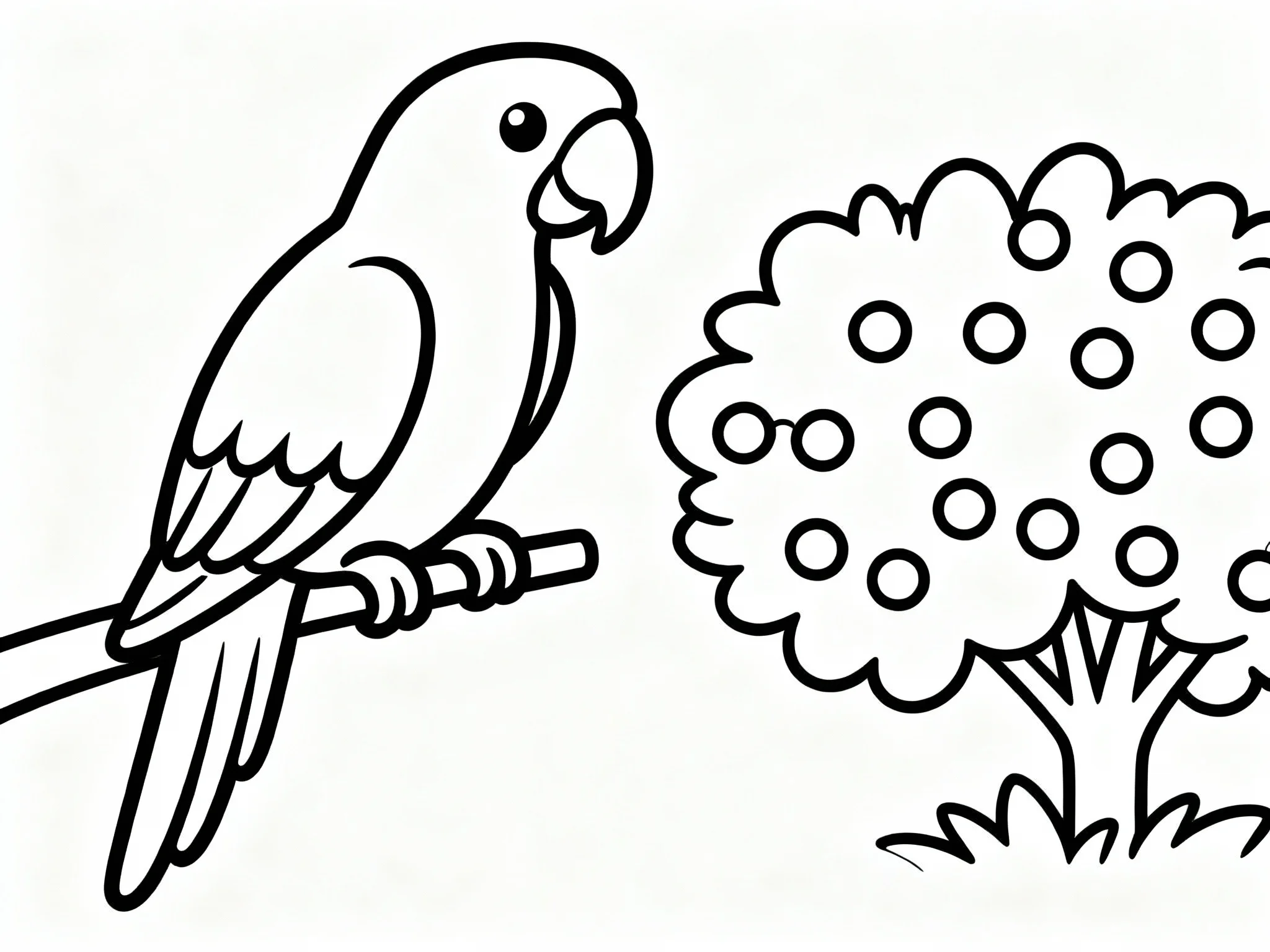 Parrot with Berry Bush