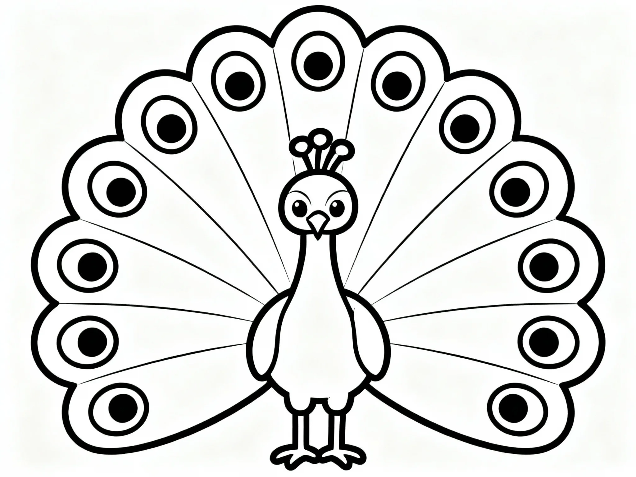 Simple Peacock with Open Tail