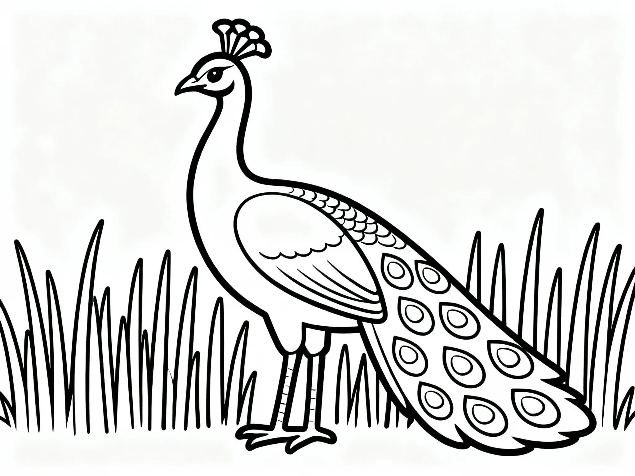 Peacock in Tall Grass