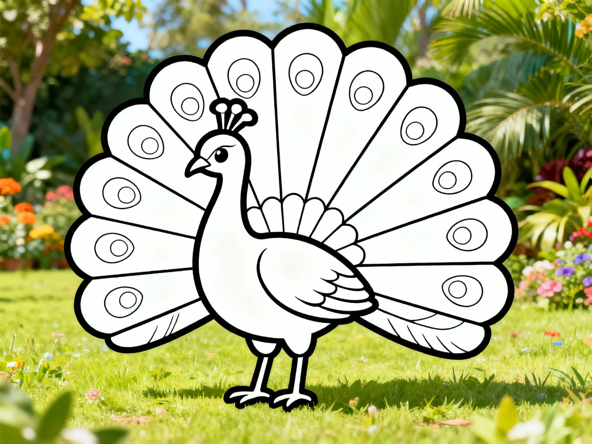 Peacock with Rainbow Tail