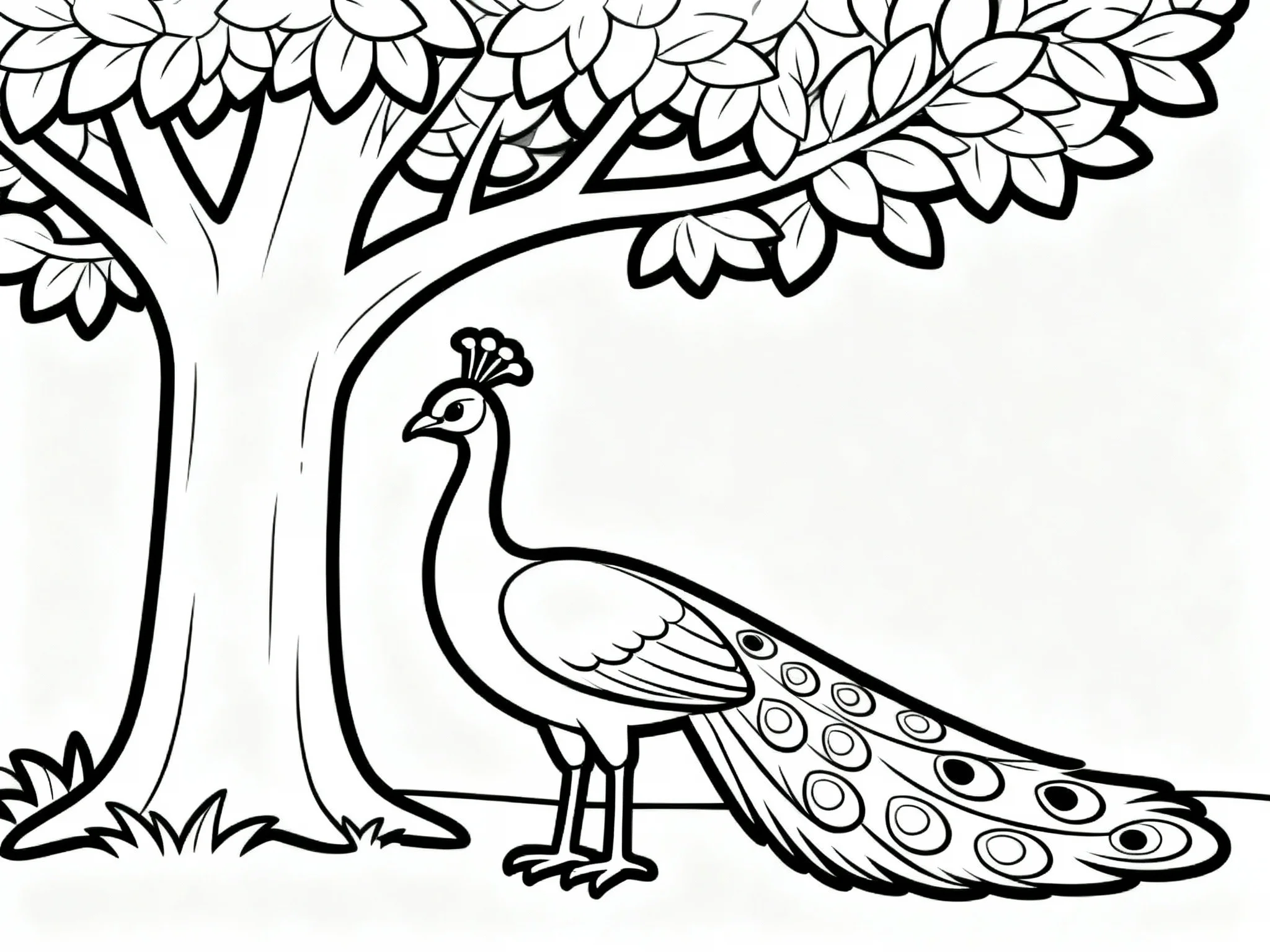 Peacock Under a Tree