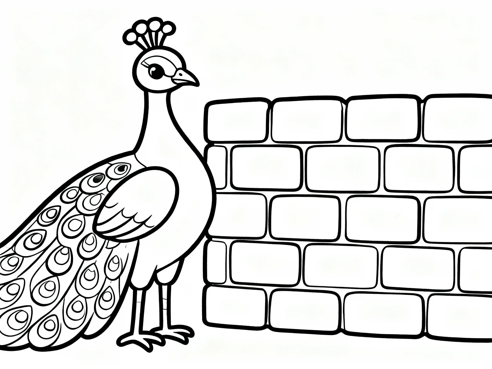 Peacock by a Stone Wall