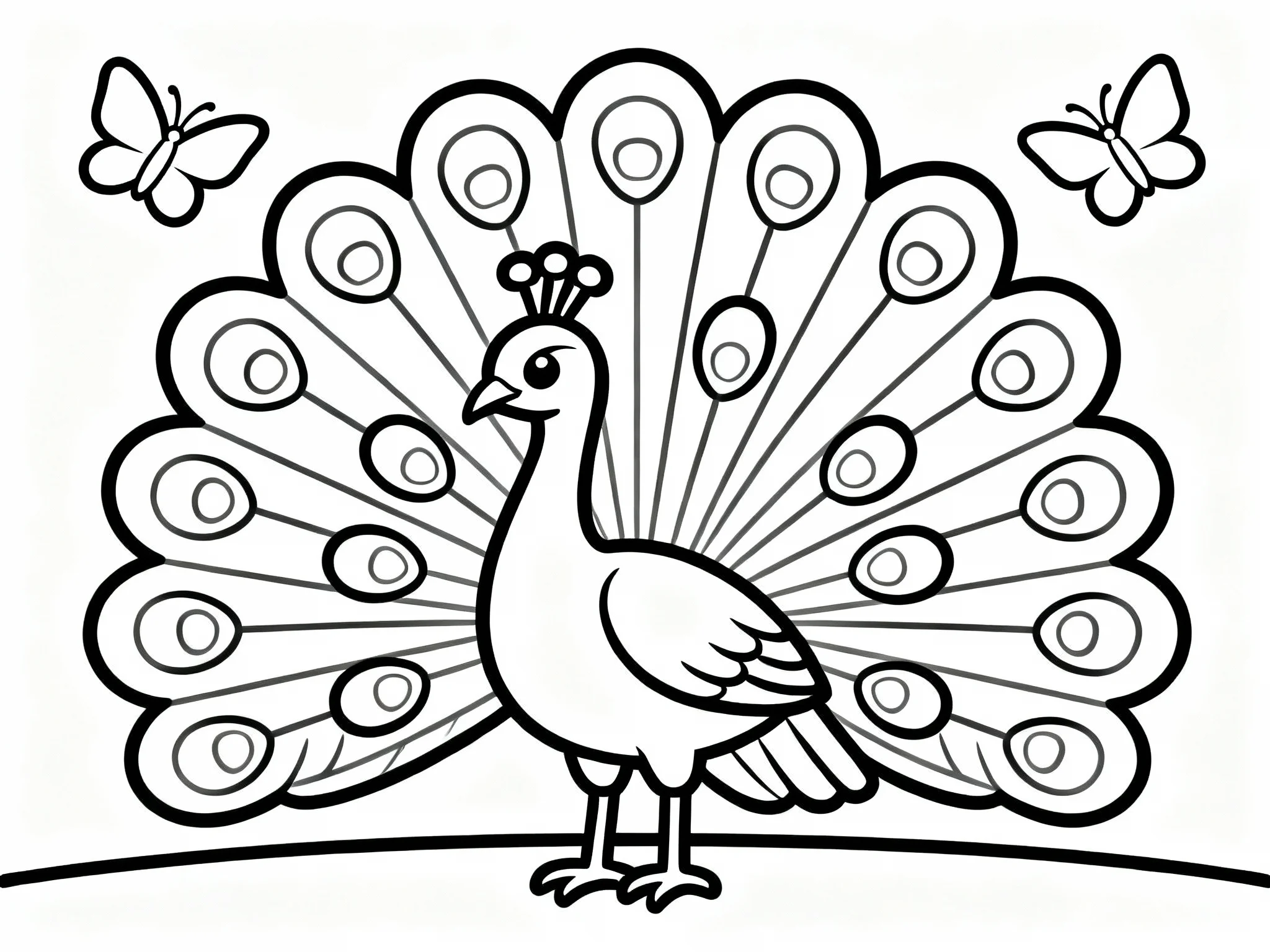 Peacock Playing with Butterflies