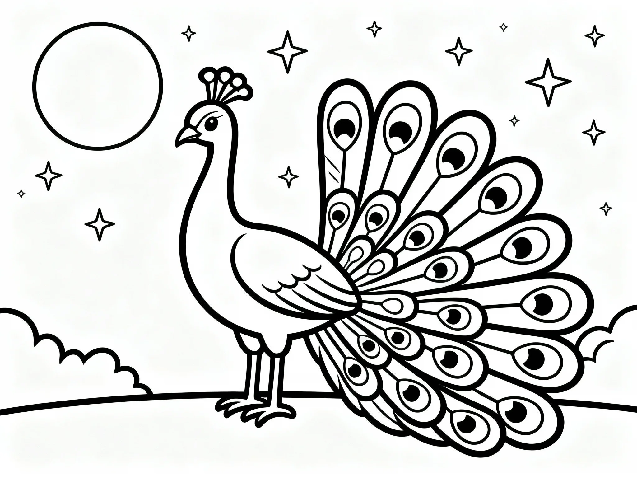 Peacock in Moonlight