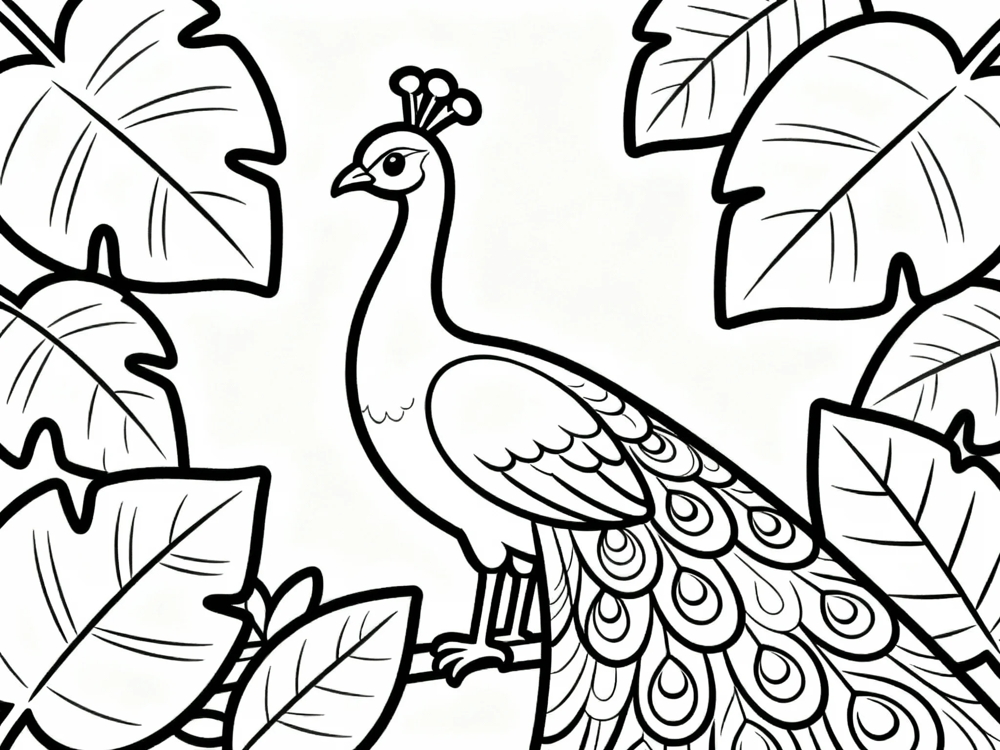 Peacock Among Leaves