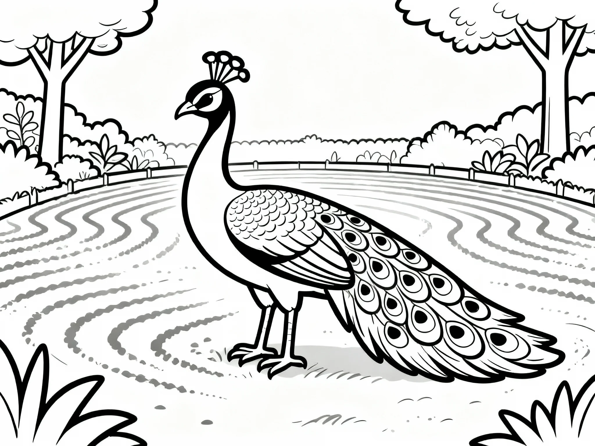 Peacock in a Zen Garden