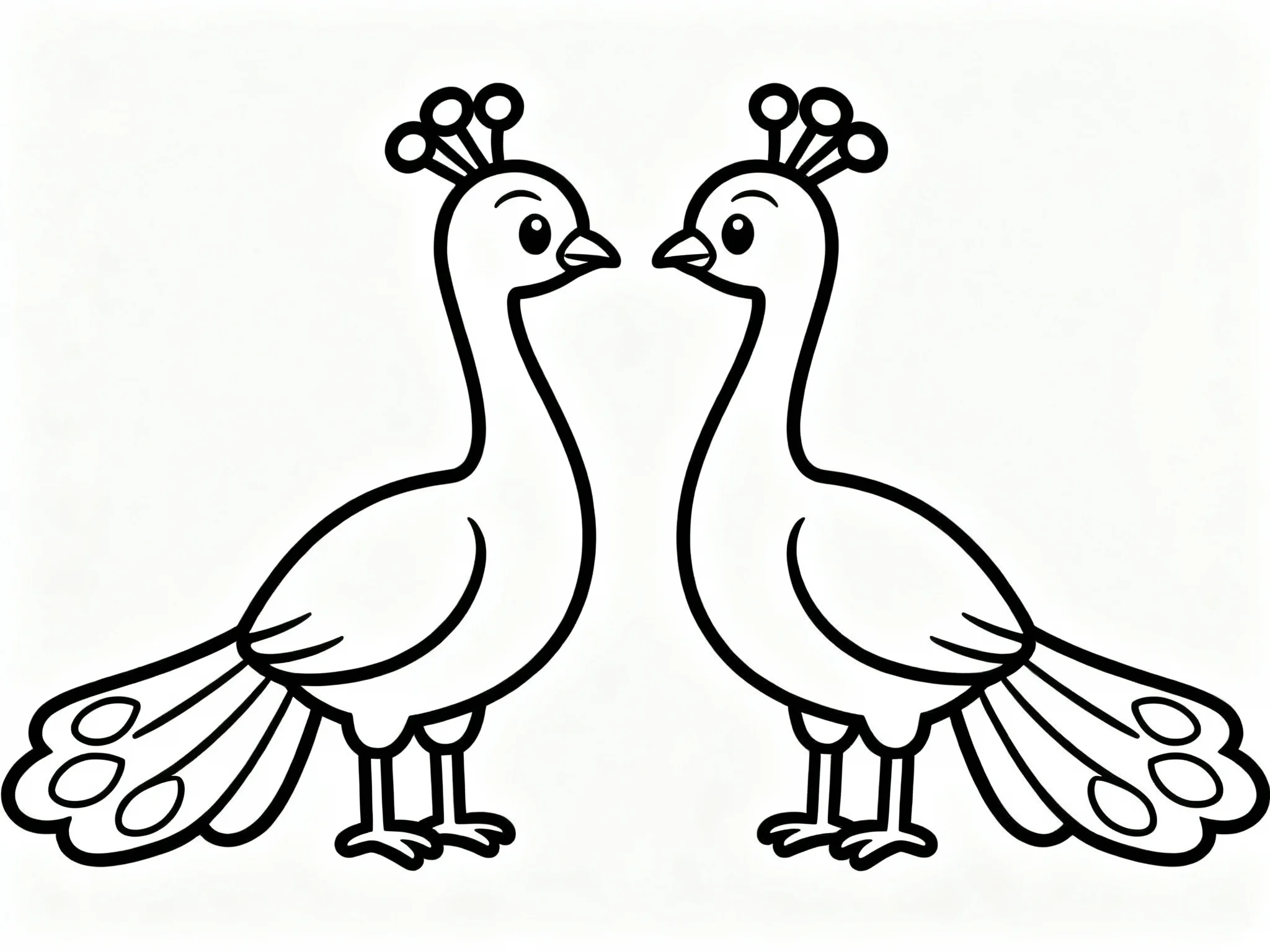 Two Peacocks Facing Each Other