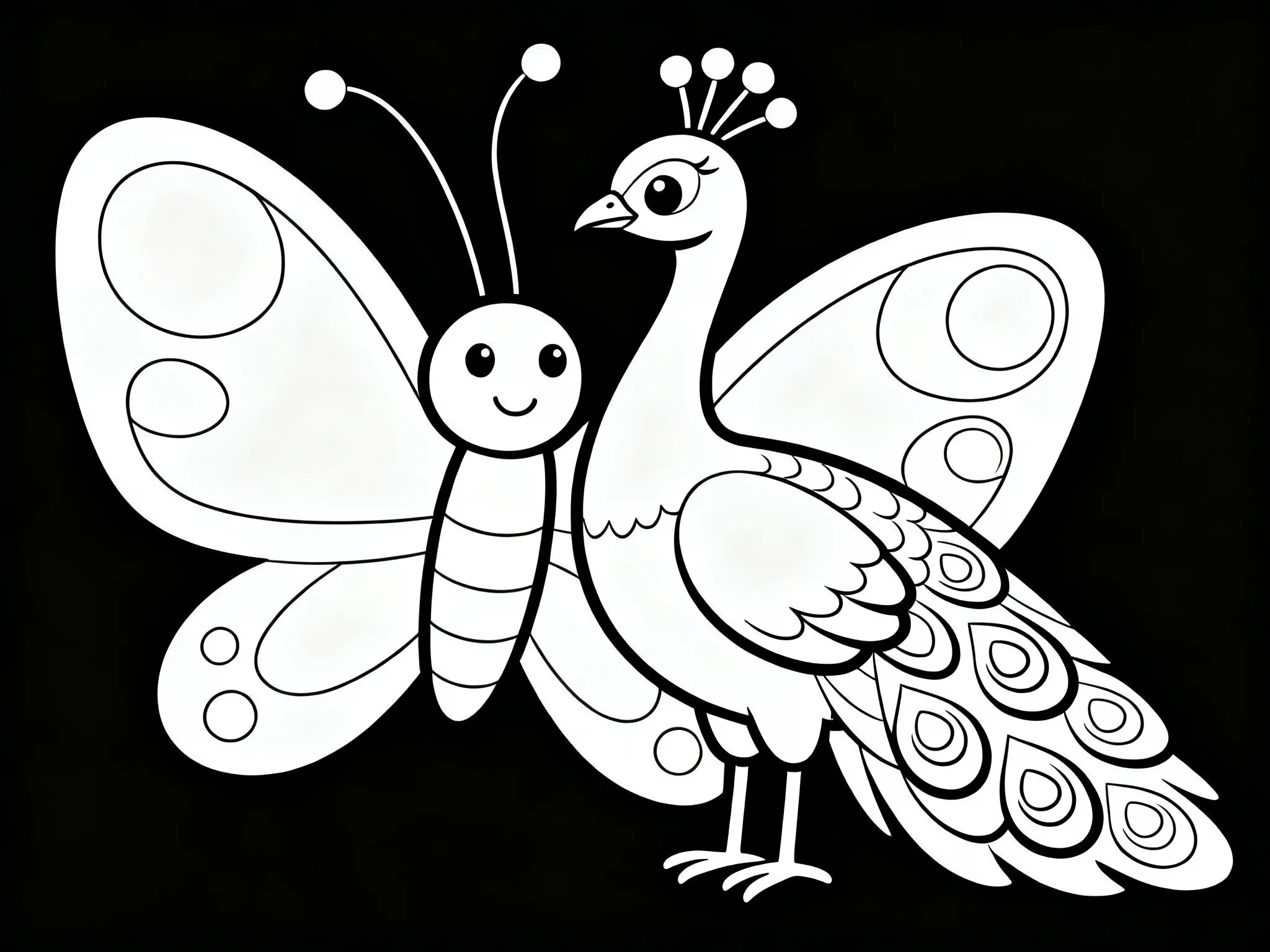 Peacock with Butterfly