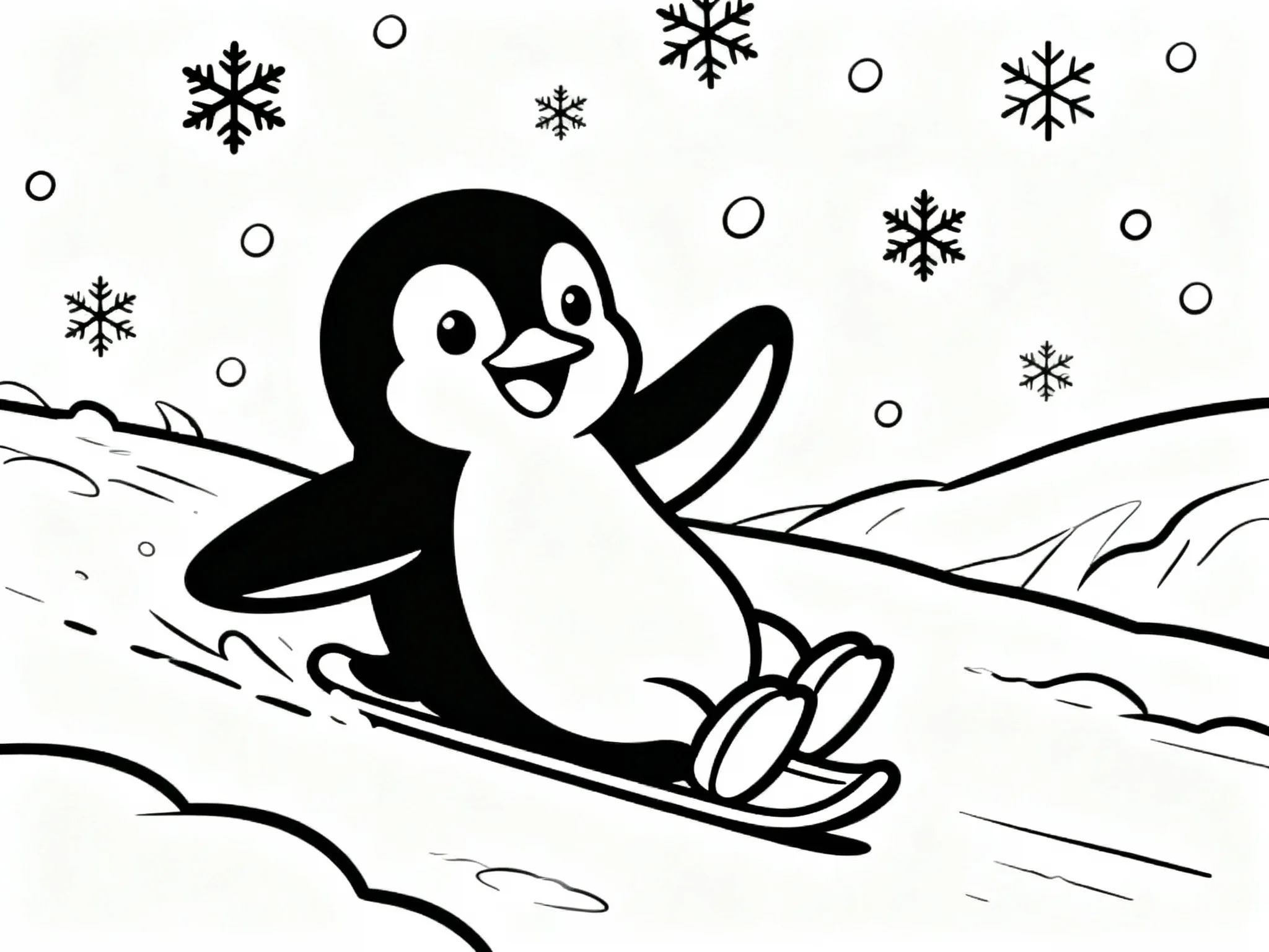 Penguin Playing in Snow