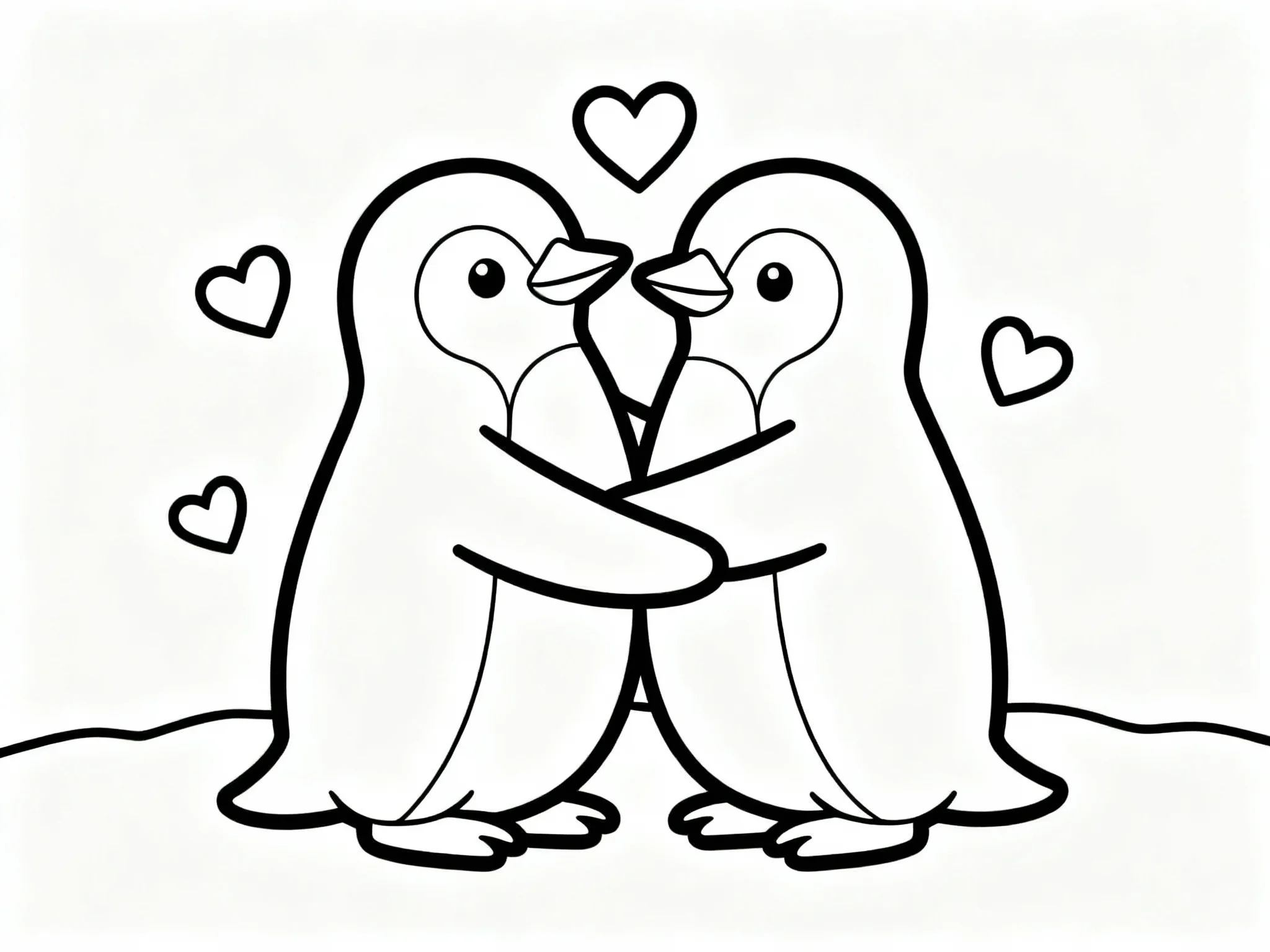 Two Penguins Hugging