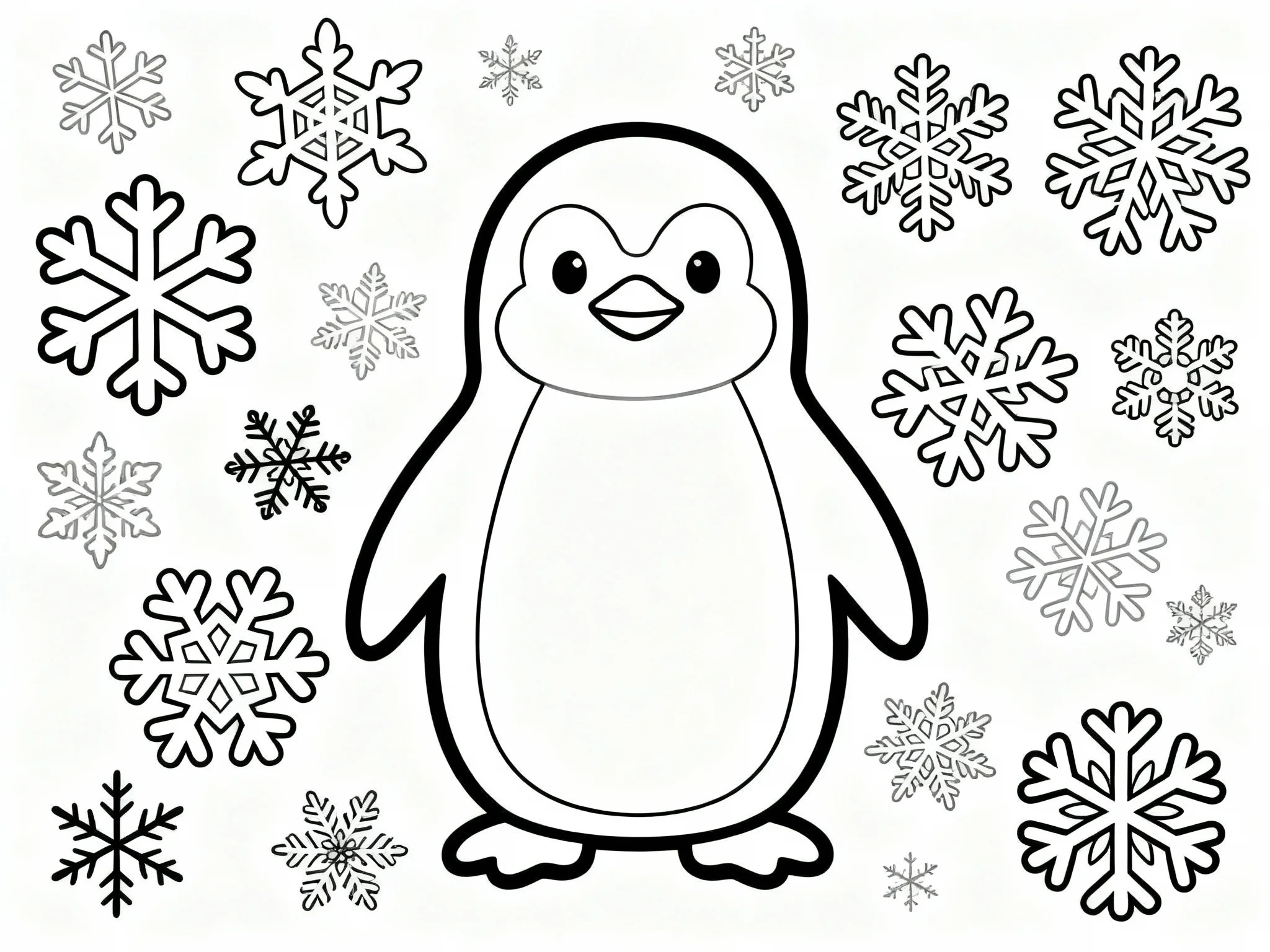 Penguin with Snowflakes