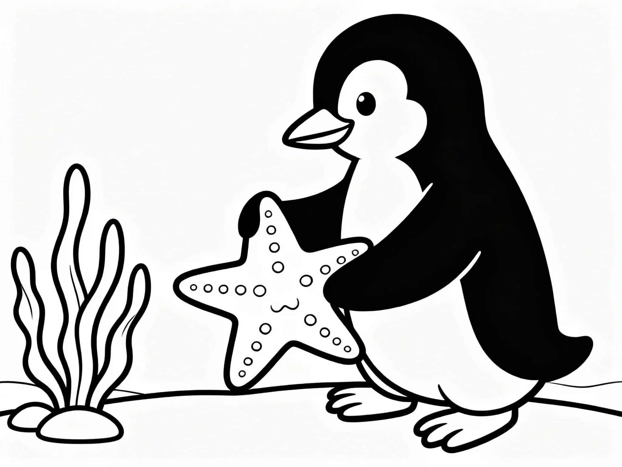 Penguin with Starfish