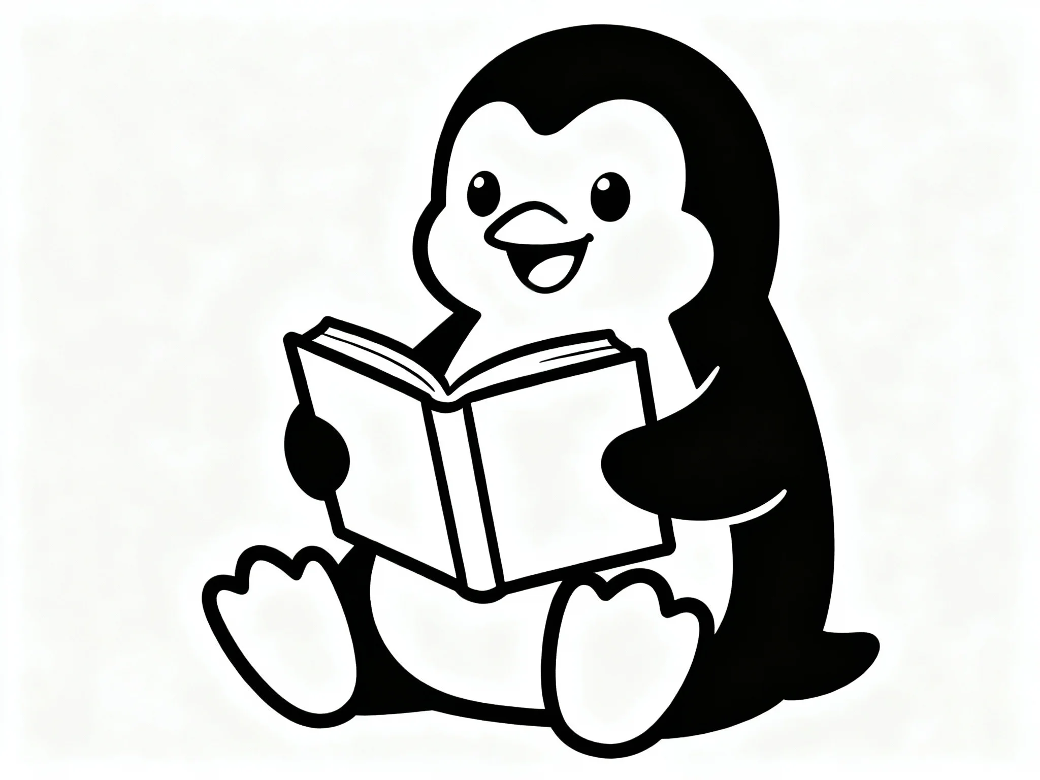 Penguin Reading a Book