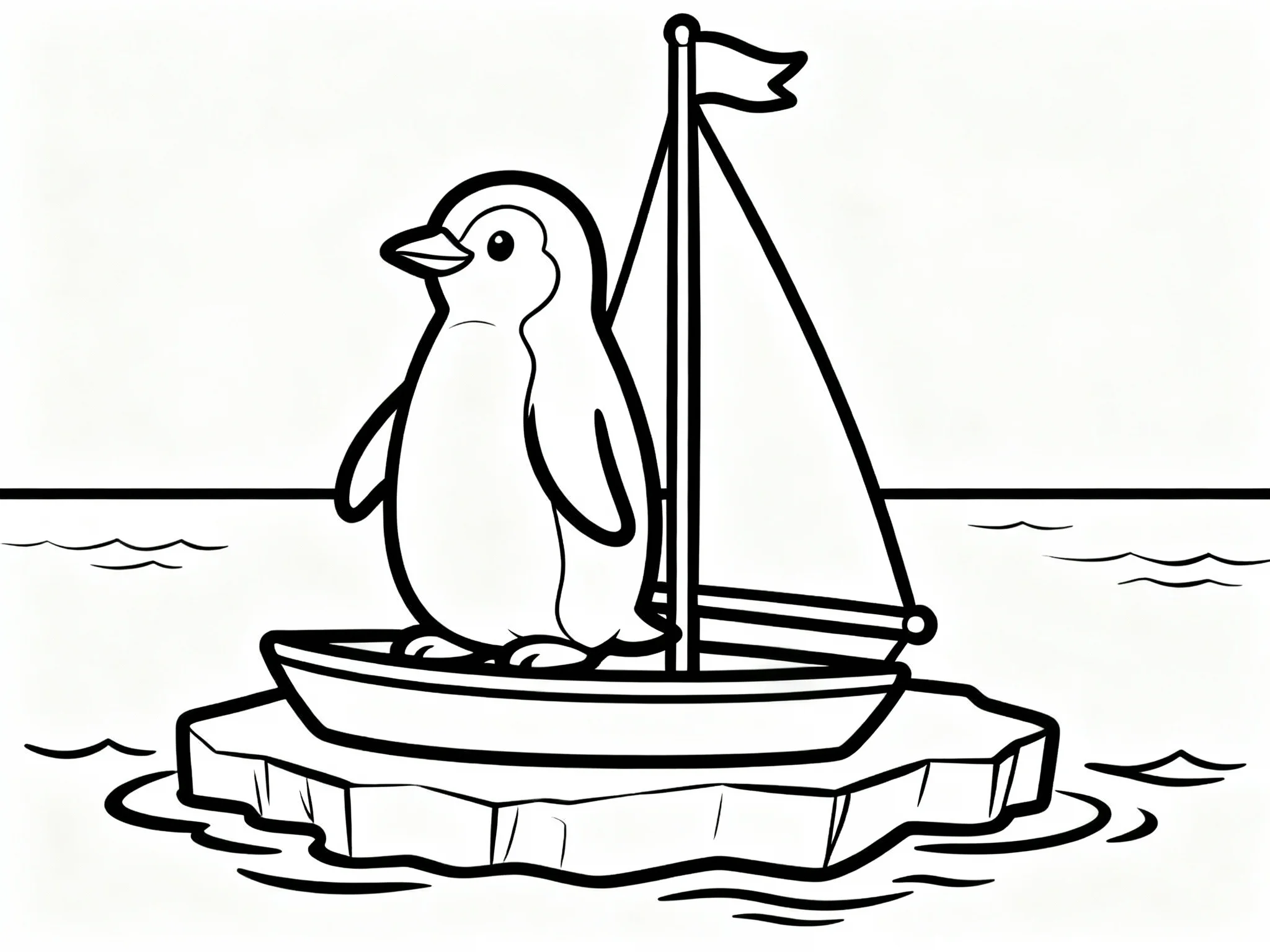 Penguin on Iceboat