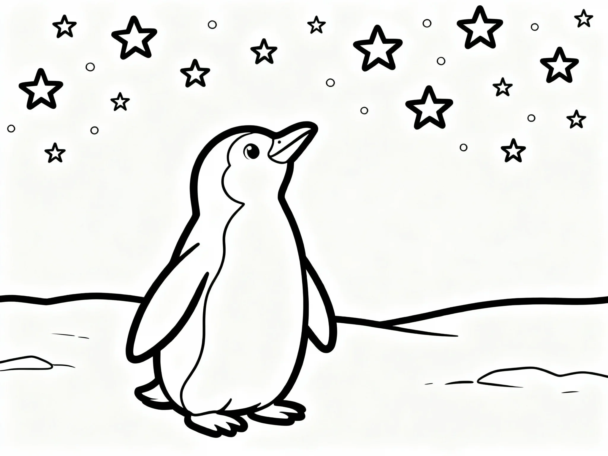 Penguin Under Stars
