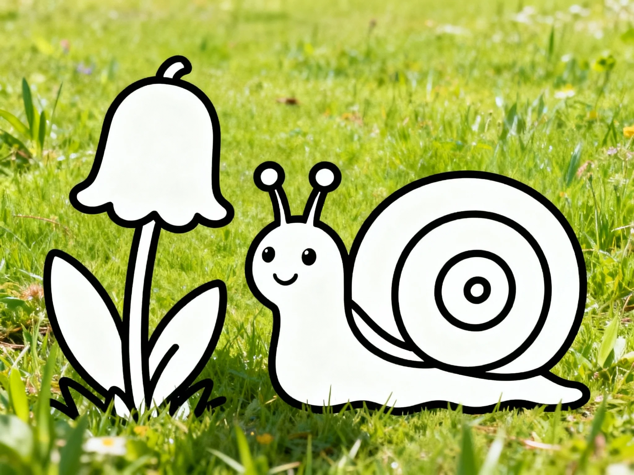 Garden Snail and Flower