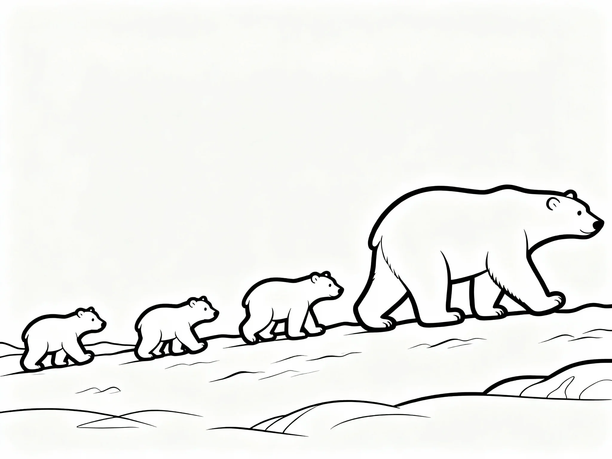 Polar Bear Family Walking