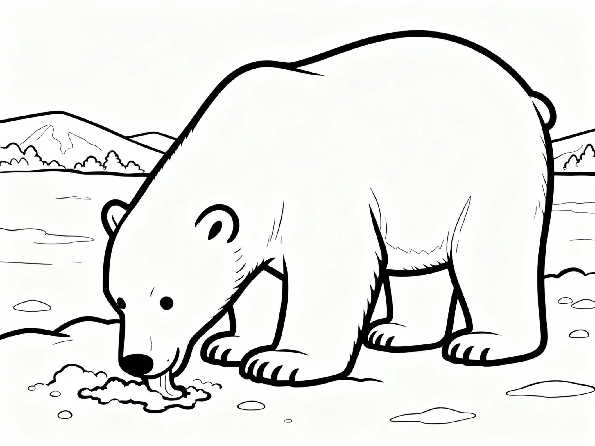 Polar Bear Eating Snow