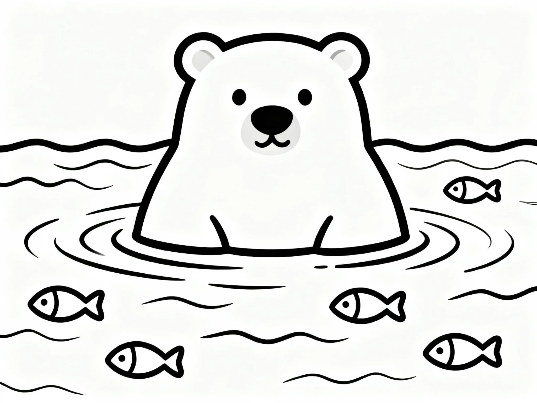 Polar Bear with Fish School