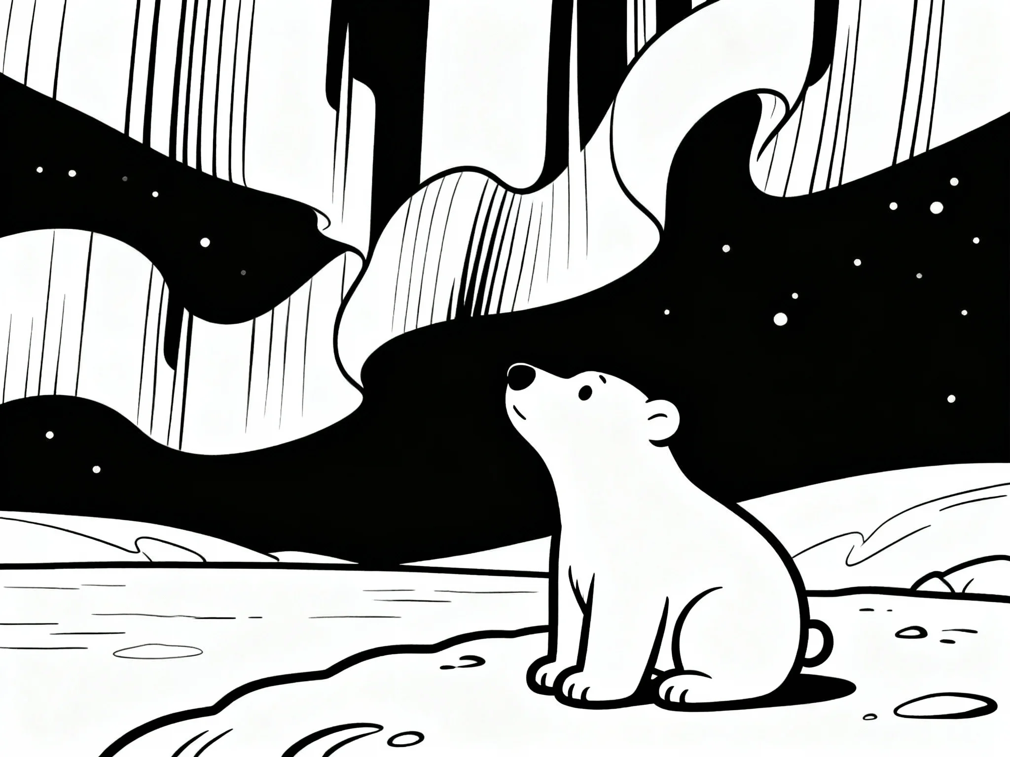 Polar Bear Under Aurora