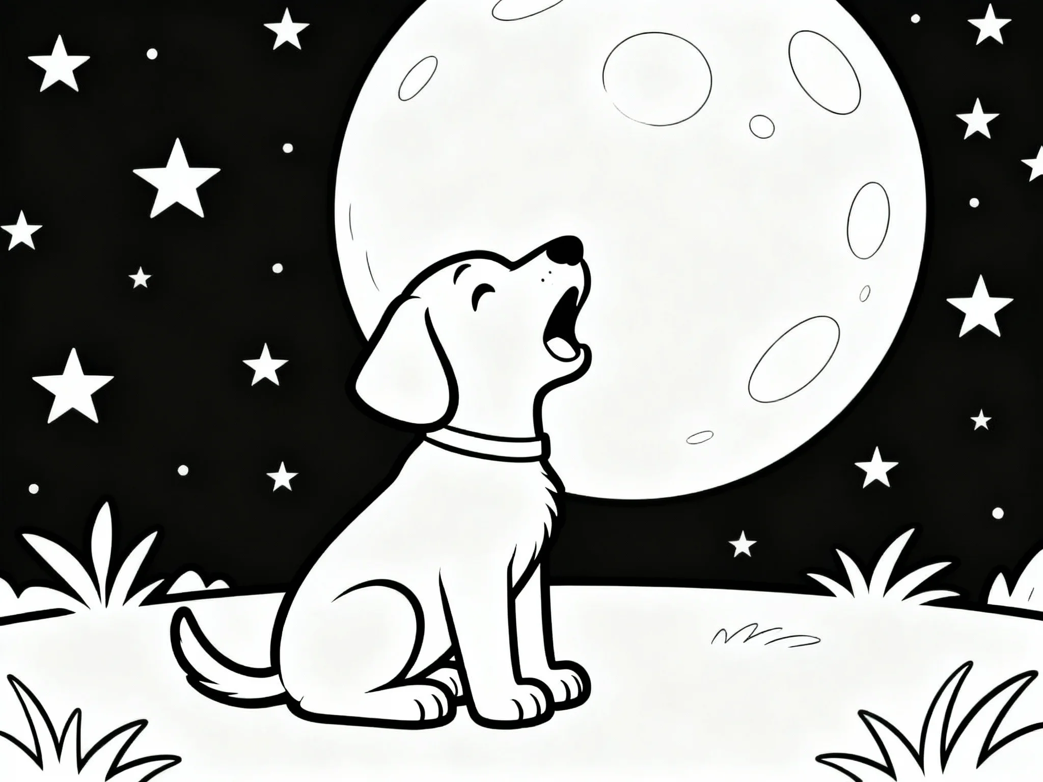 Puppy Howling at Moon