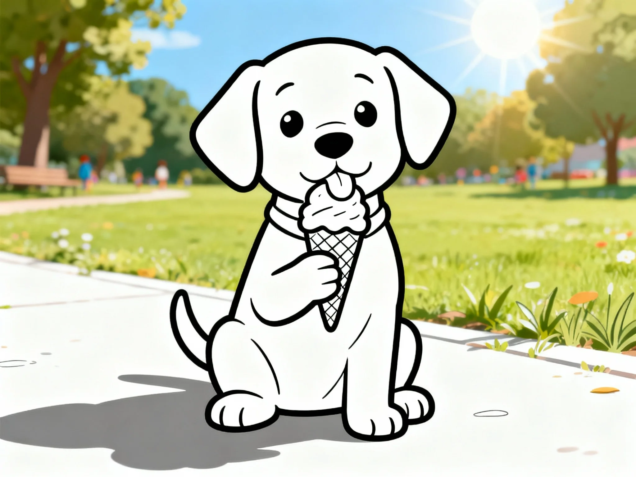 Puppy with Ice Cream Cone