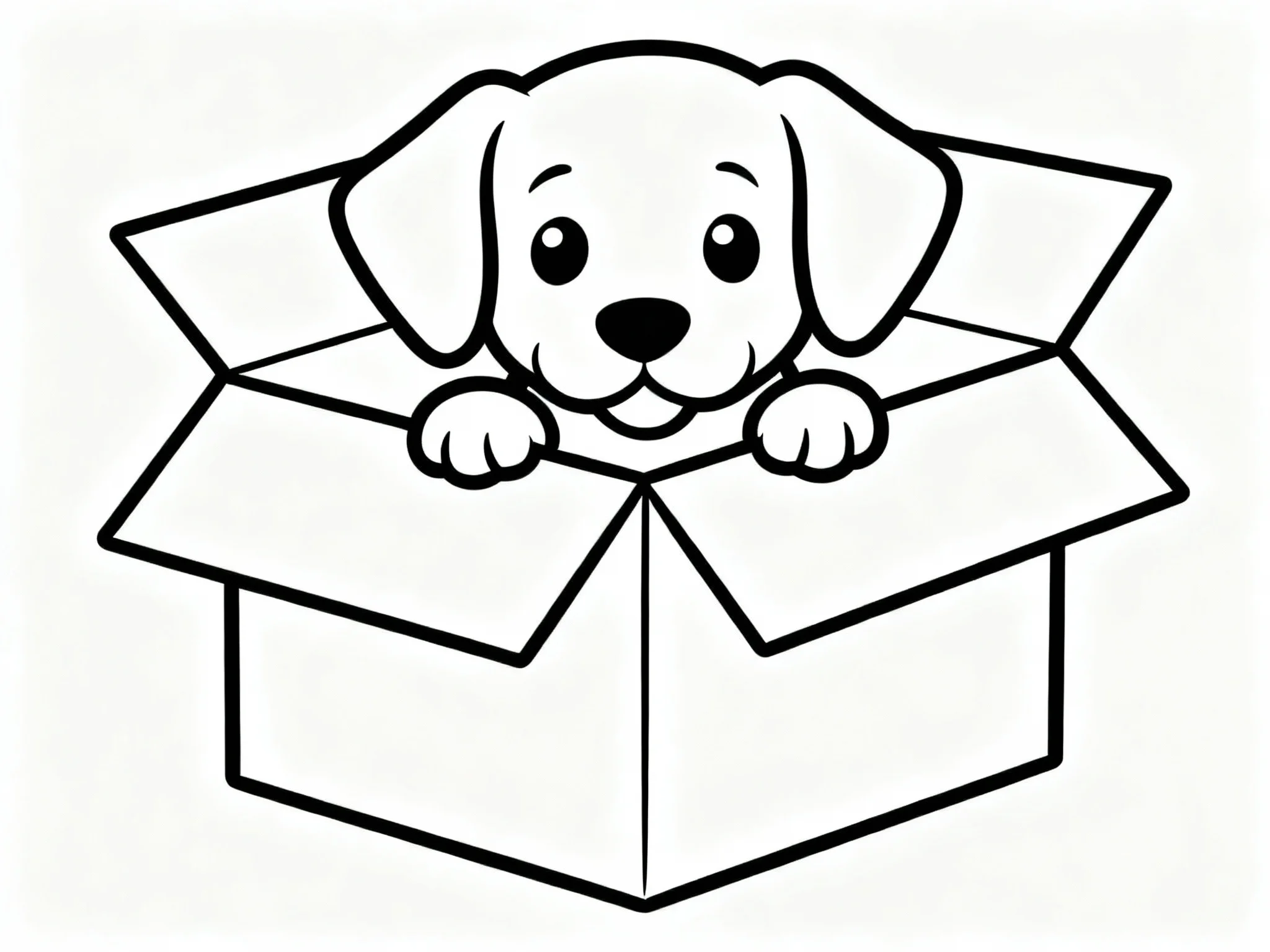 Puppy in Cardboard Box