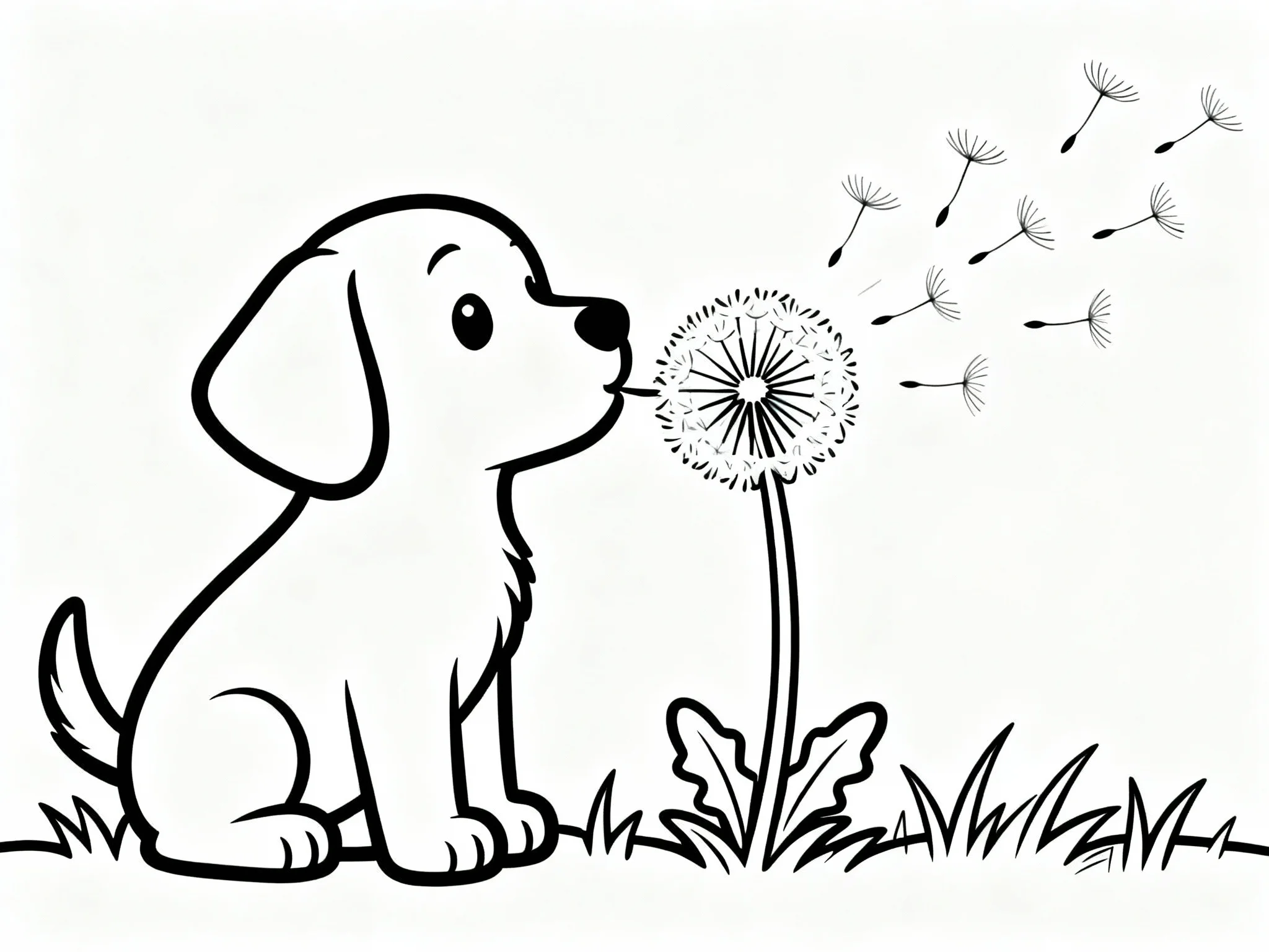 Puppy with Dandelion