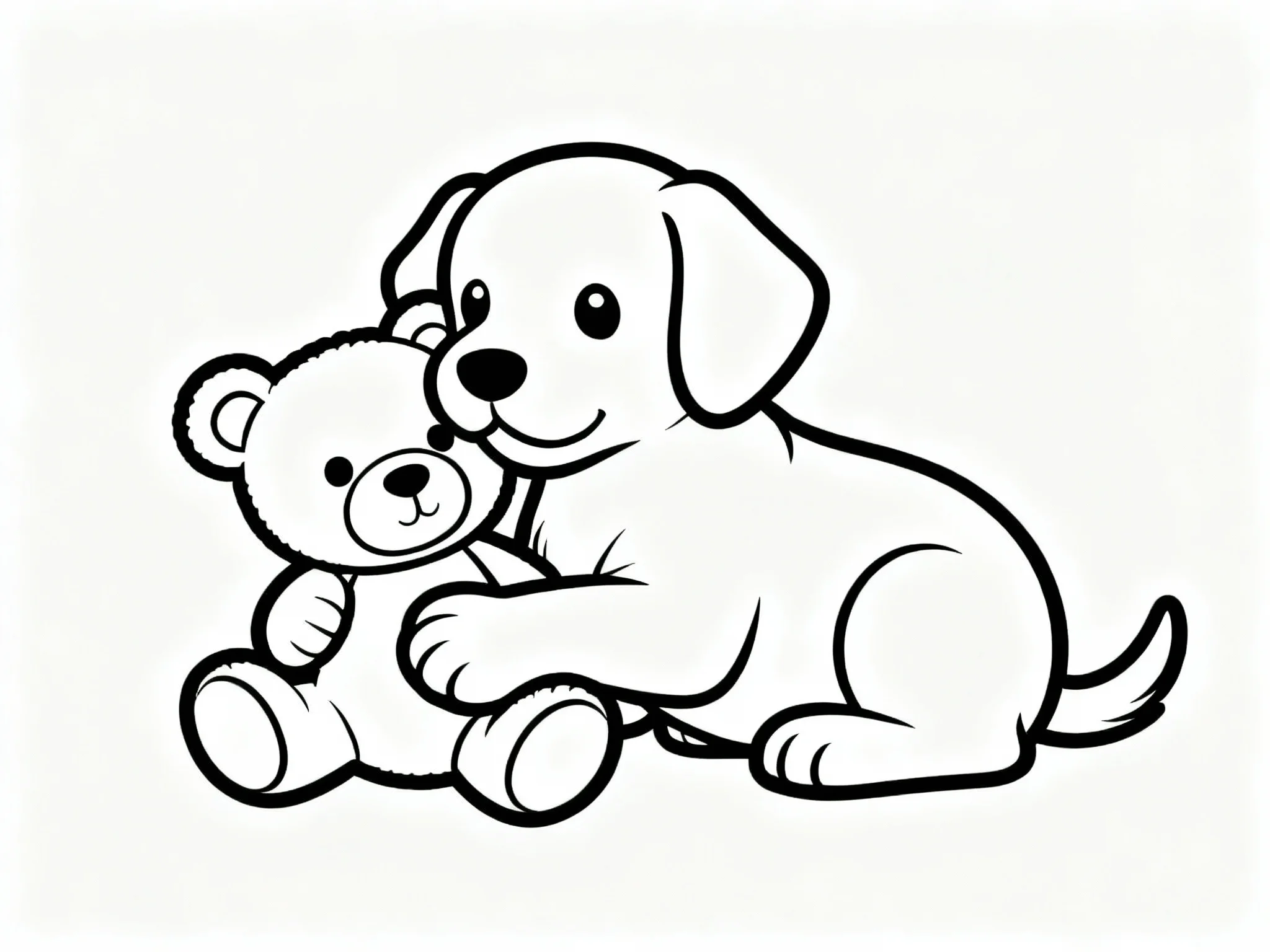 Puppy with Teddy Bear