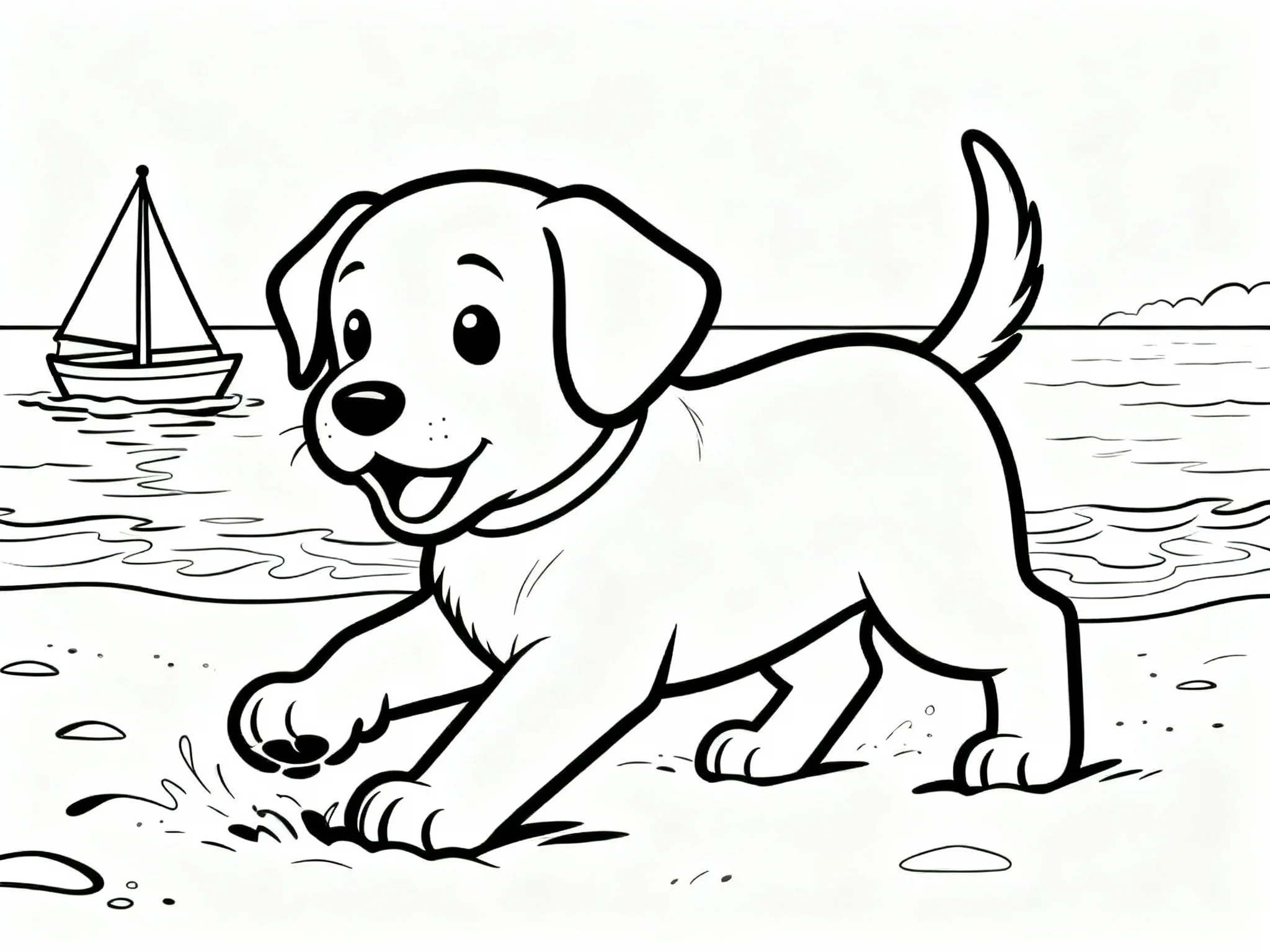 Puppy with Sailboat