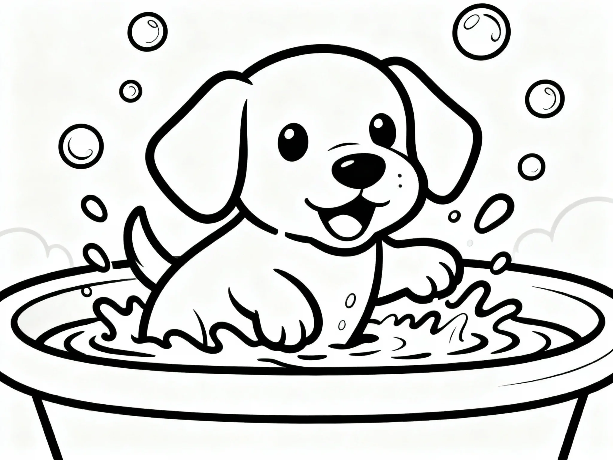 Puppy Splashing in Bath