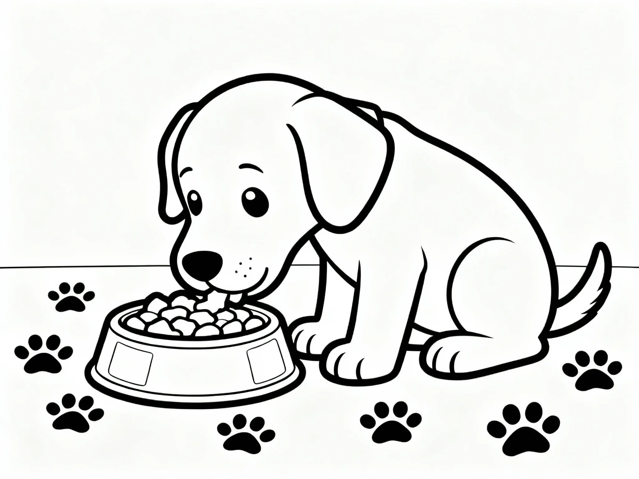 Puppy Eating from a Bowl