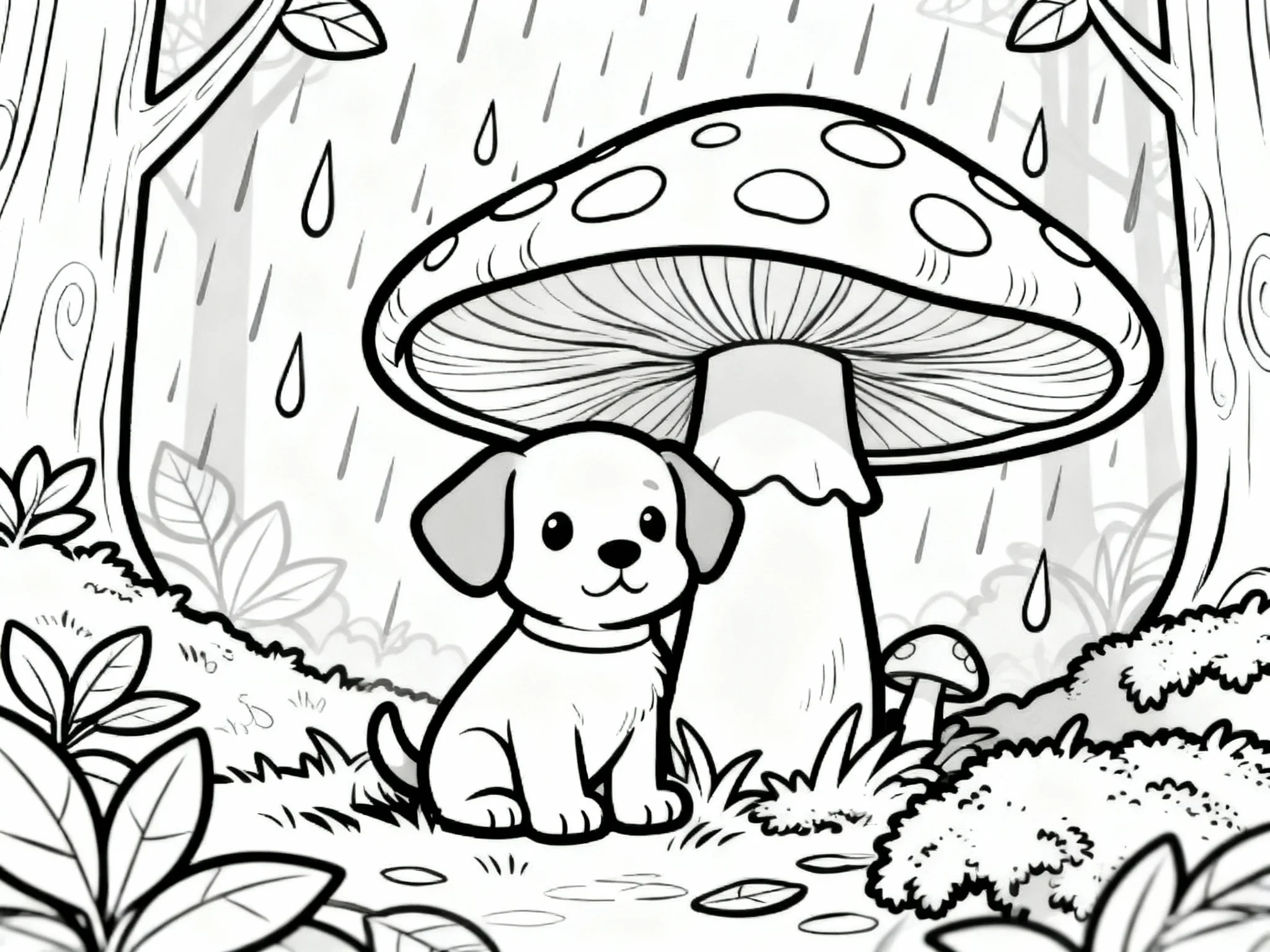 Puppy Under Mushroom
