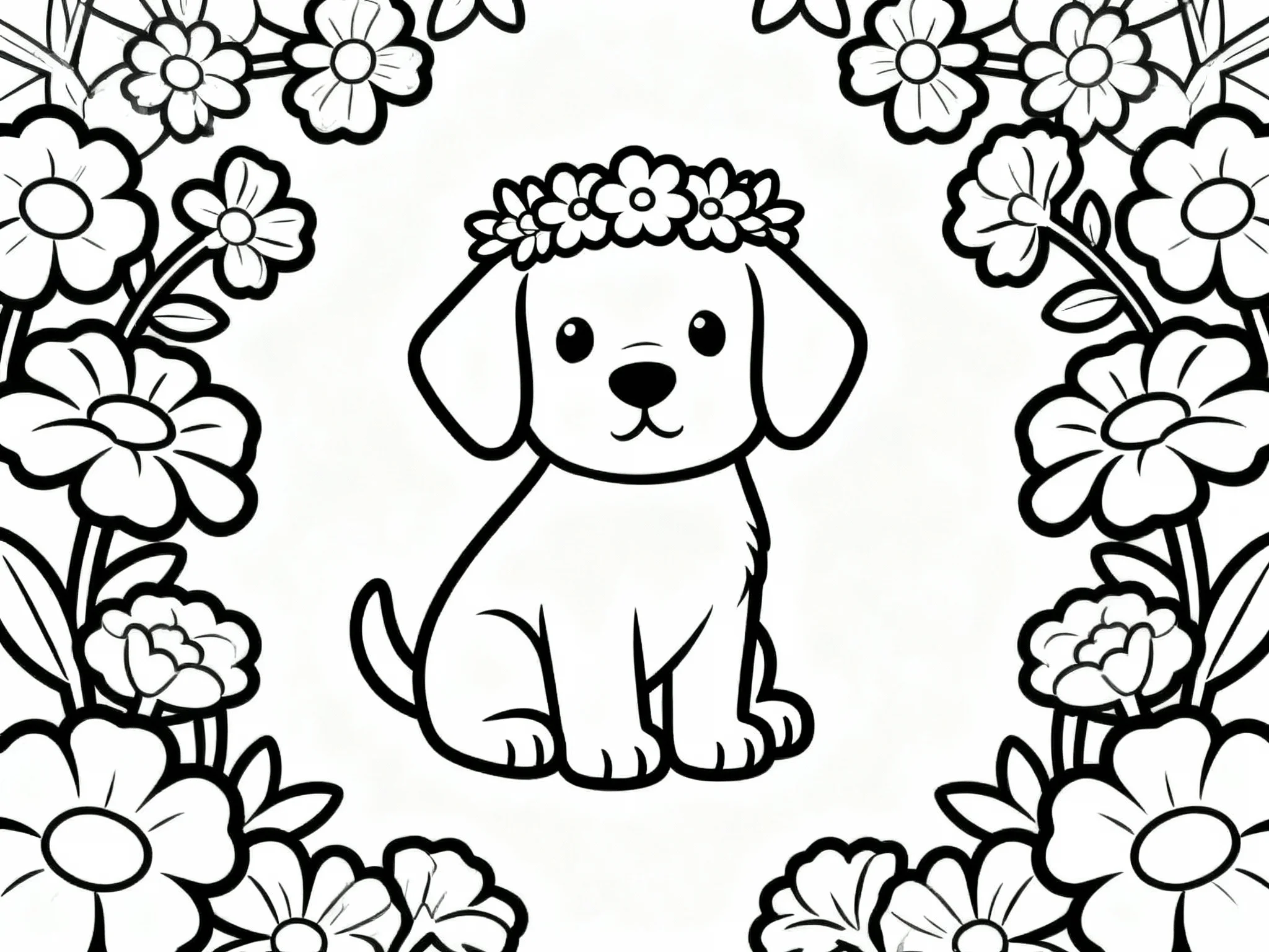 Puppy with Flower Crown