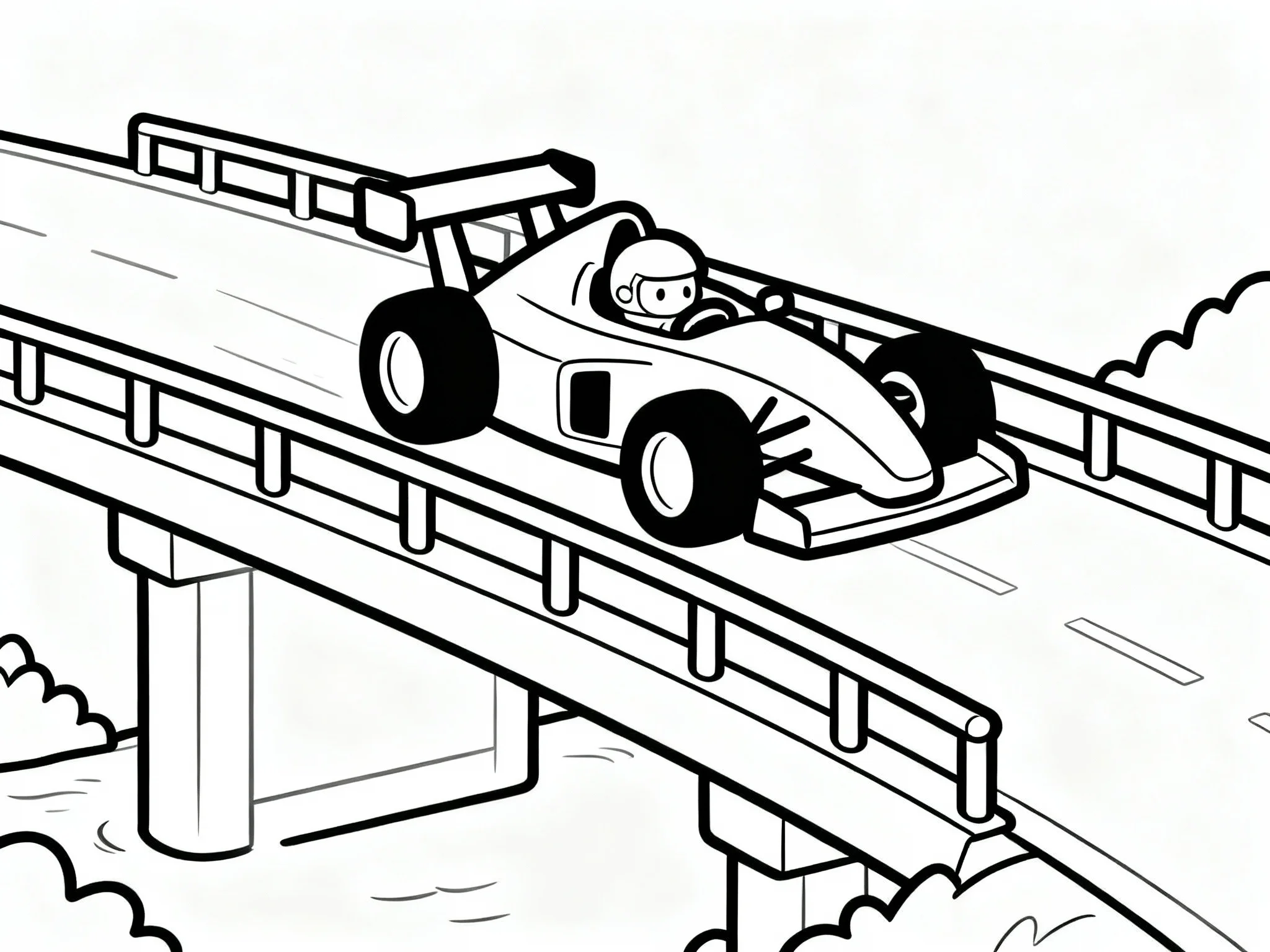 Race Car on a Bridge