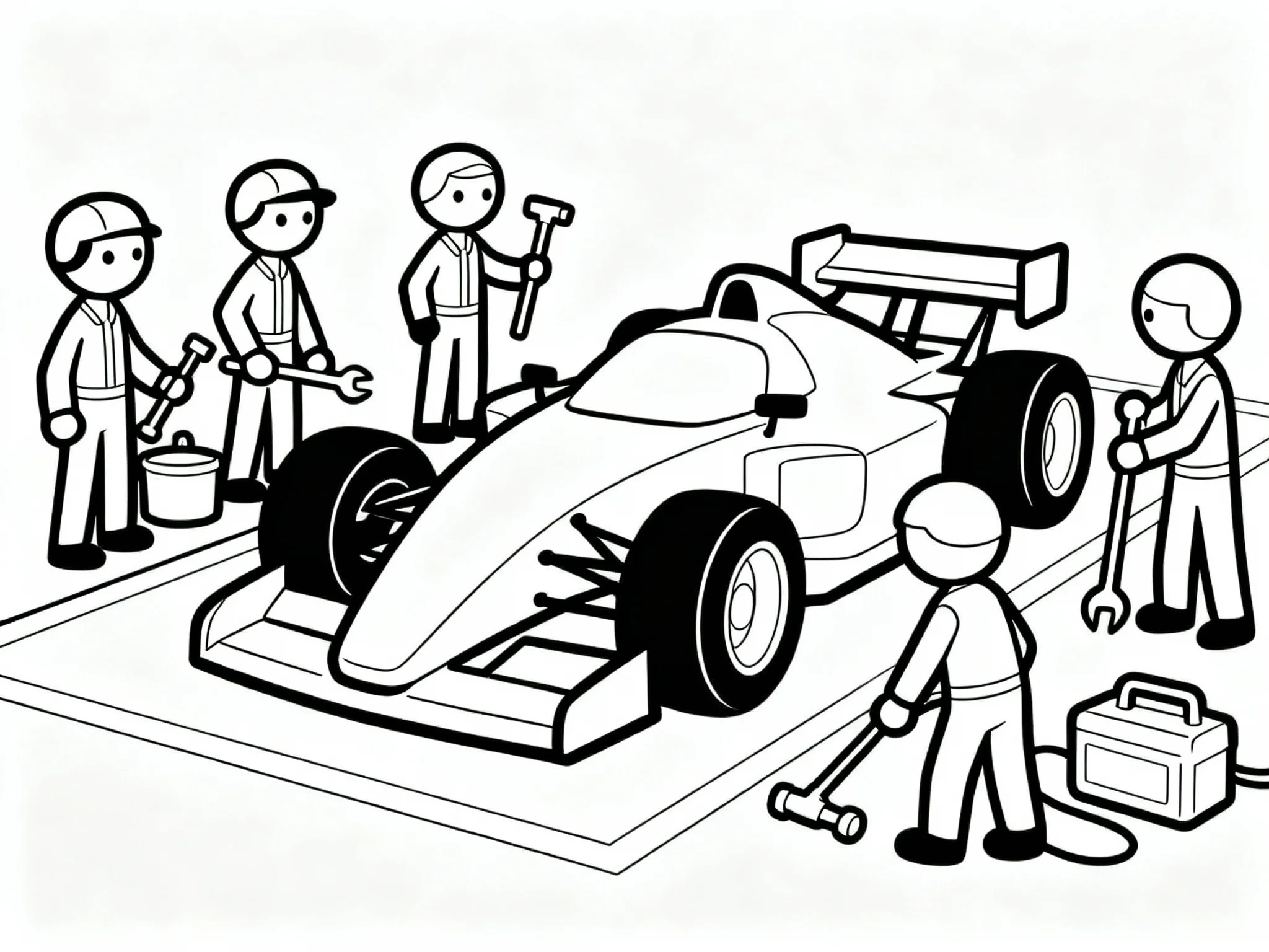 Race Car with Pit Crew