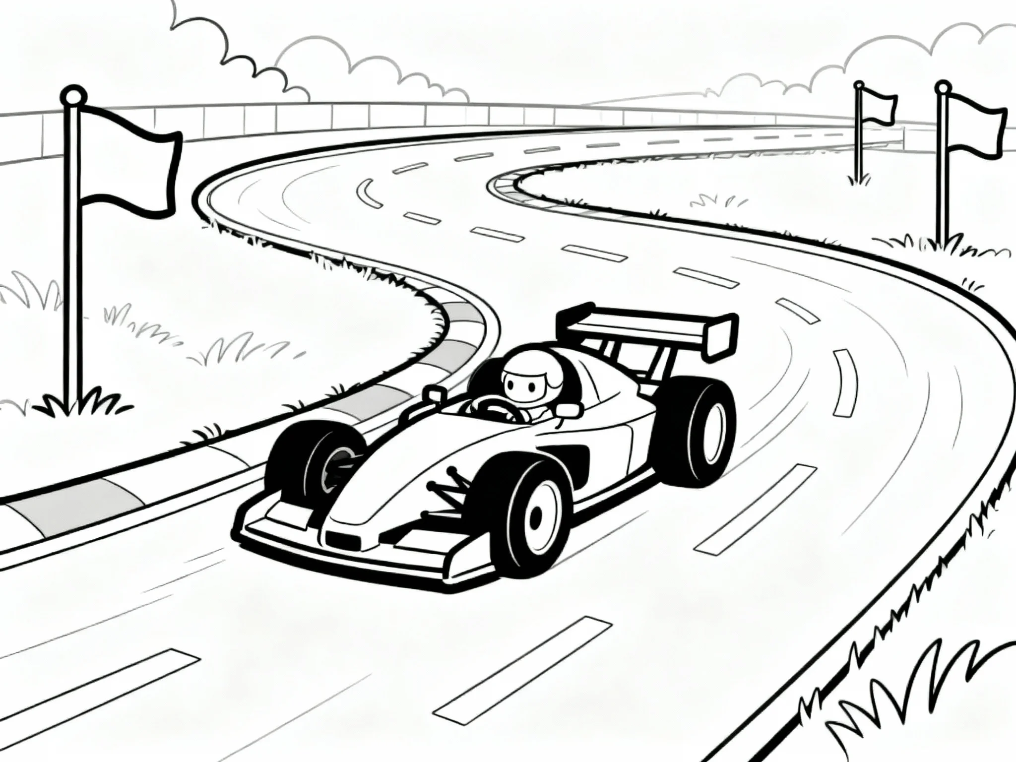 Race Car on Curved Track