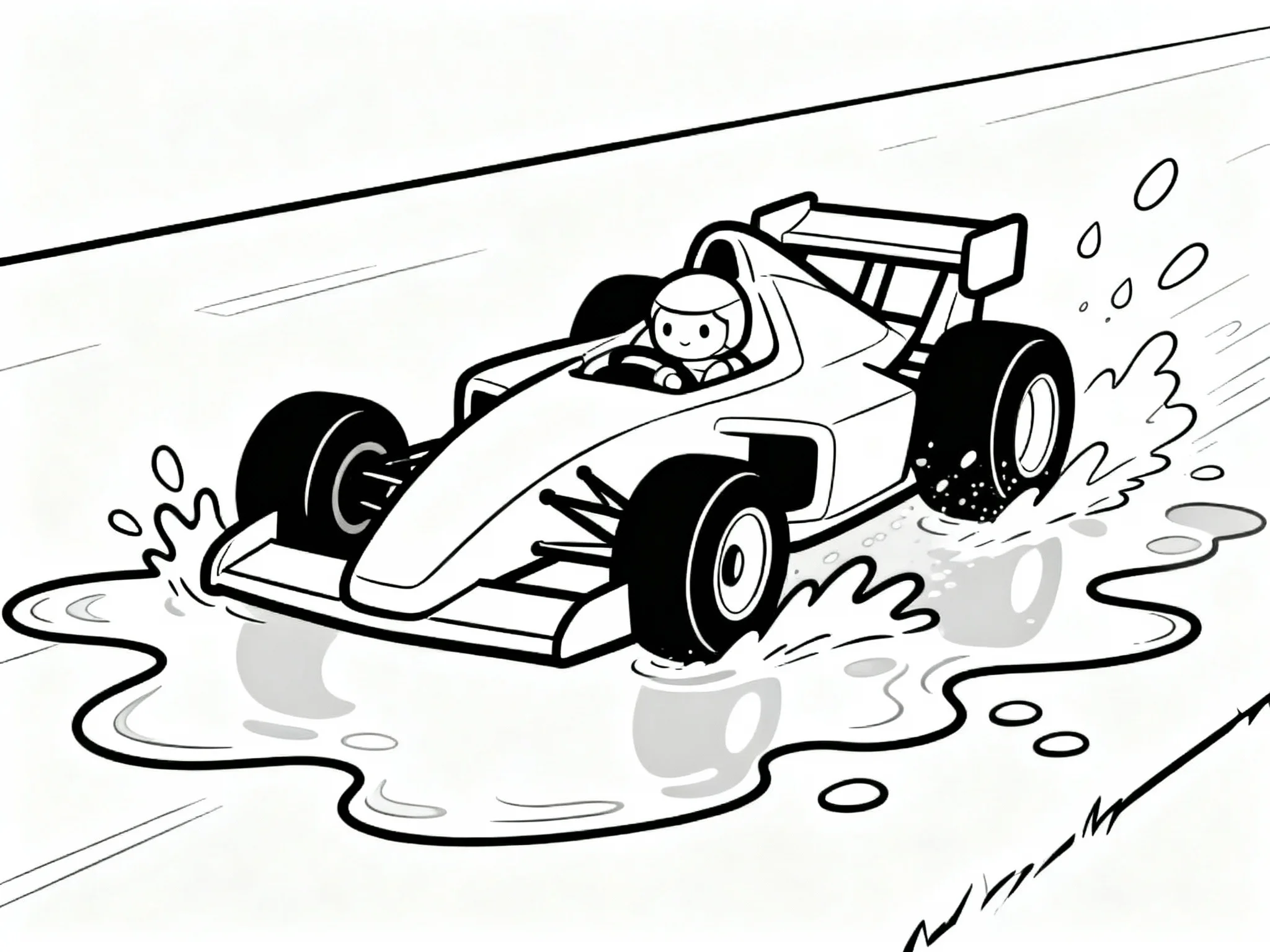 Race Car Splashing Water
