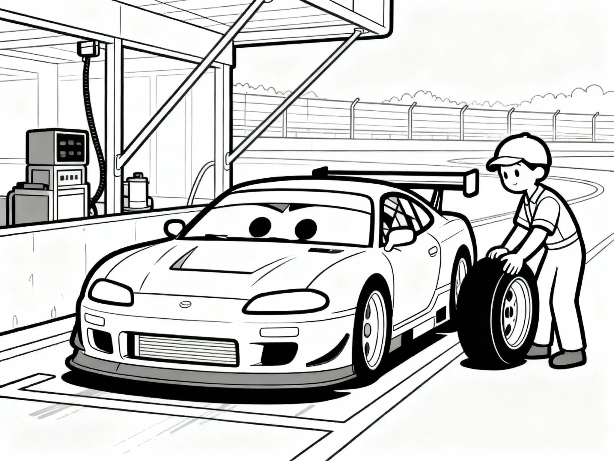 Race Car at Pit Stop