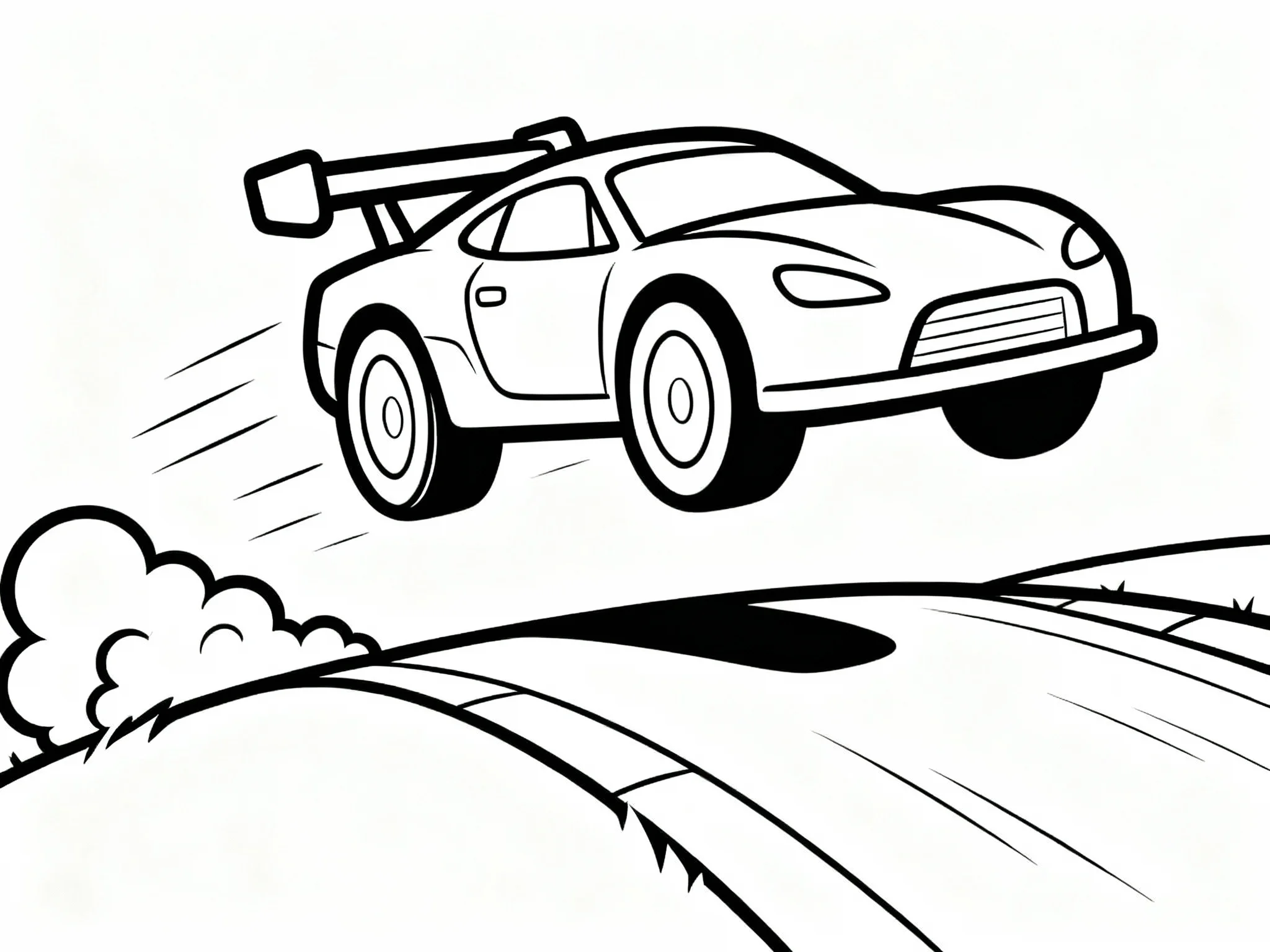 Race Car Jumping Over Hill