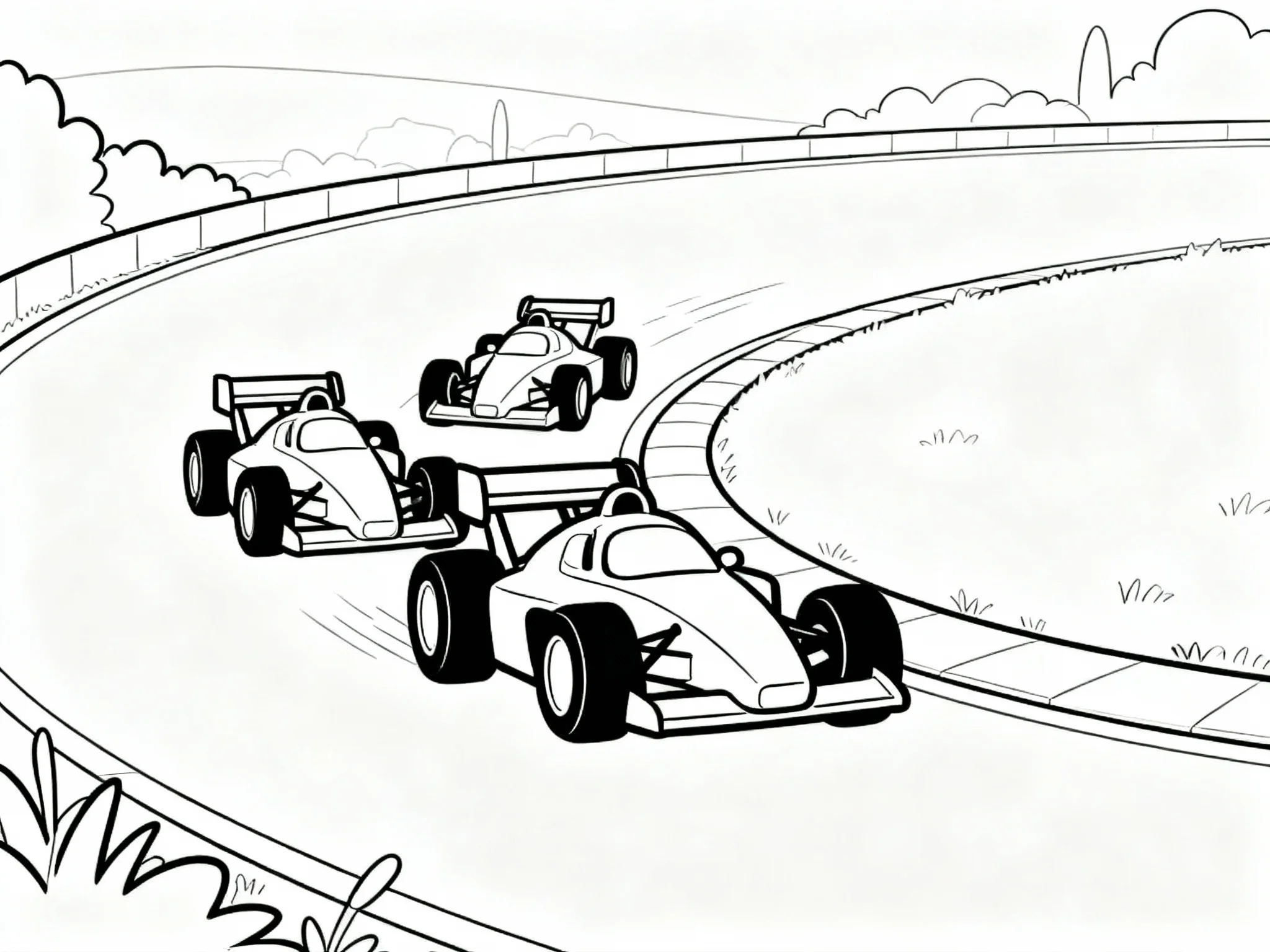 Multiple Race Cars in a Line